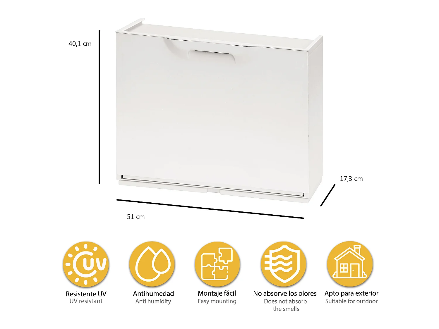 Étagère À Chaussures En Polypropylène De Couleur Blanche, 40,1x51x17,3
