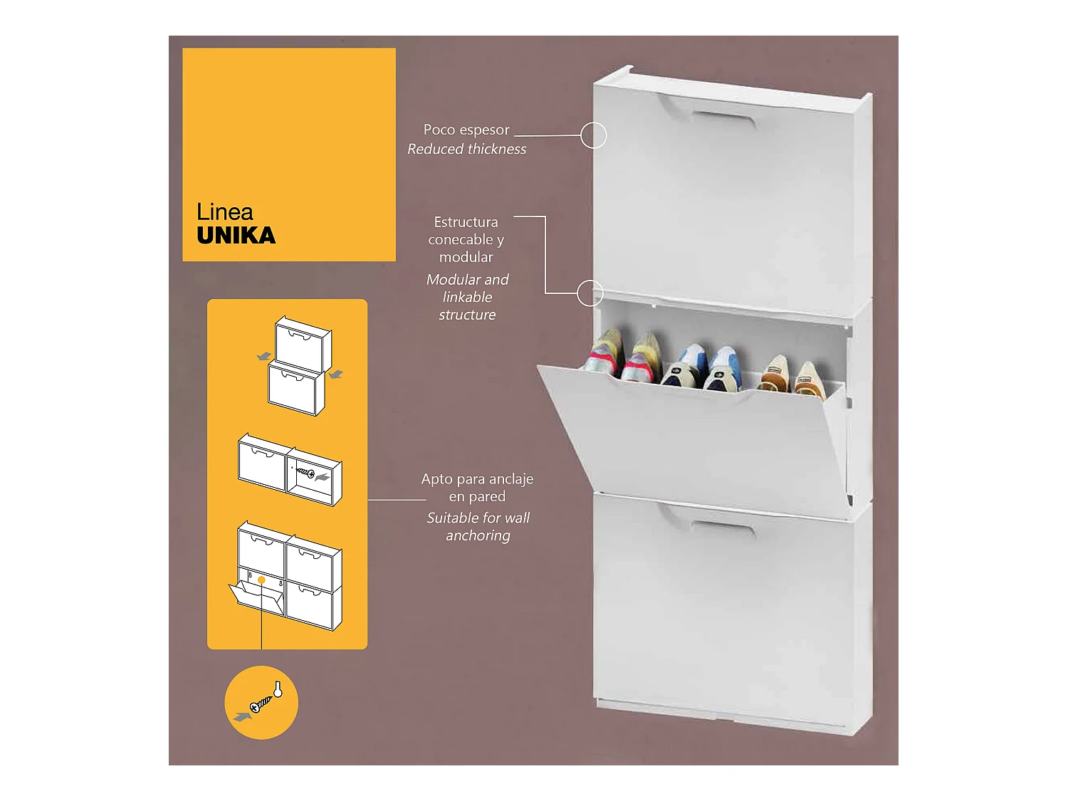 Étagère À Chaussures En Polypropylène De Couleur Blanche, 40,1x51x17,3