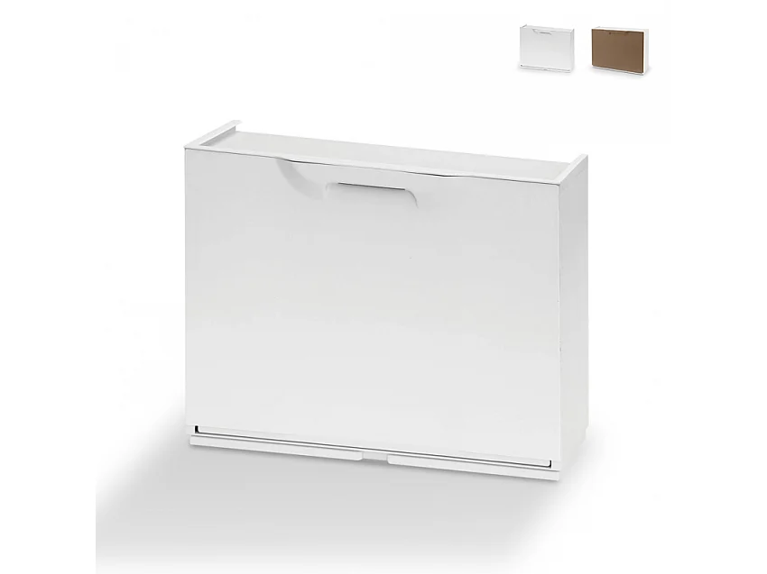 Zapatero de diseño moderno ahorra espacio 51x17x40cm - Blanco