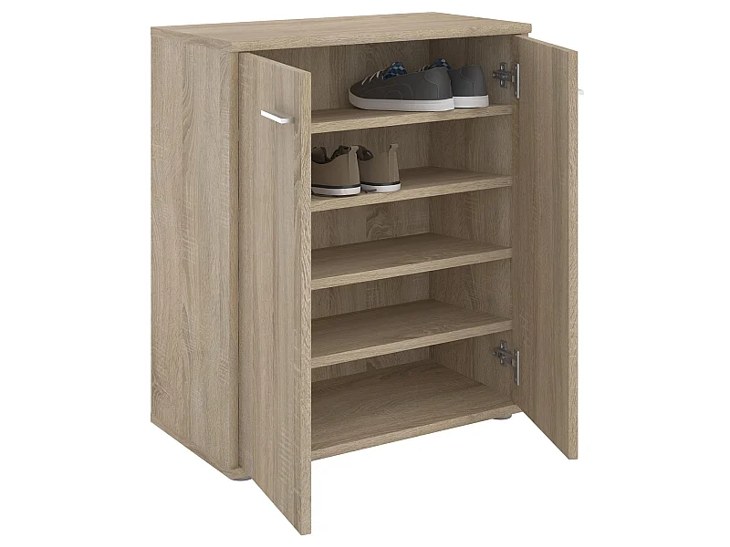 Meuble à chaussures OLYMPE, commode meuble de rangement avec 2 portes, en mélaminé décor chêne sonoma