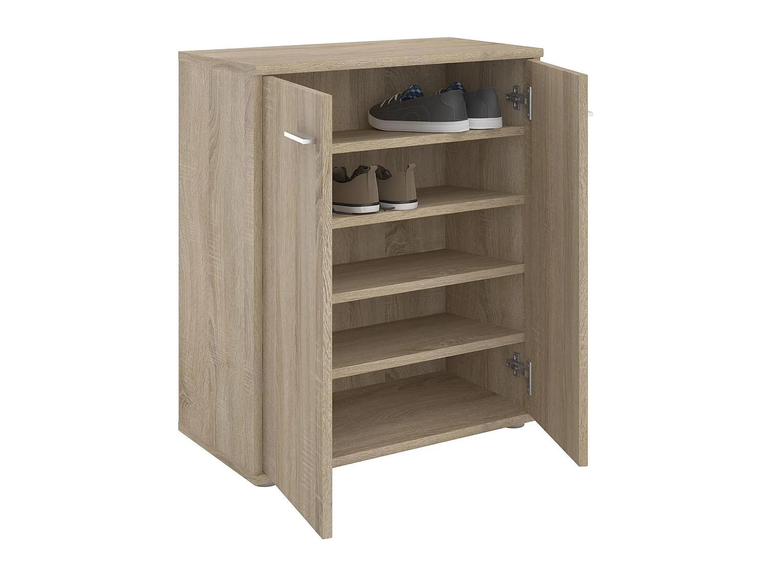 Meuble à chaussures OLYMPE, commode meuble de rangement avec 2 portes, en mélaminé décor chêne sonoma