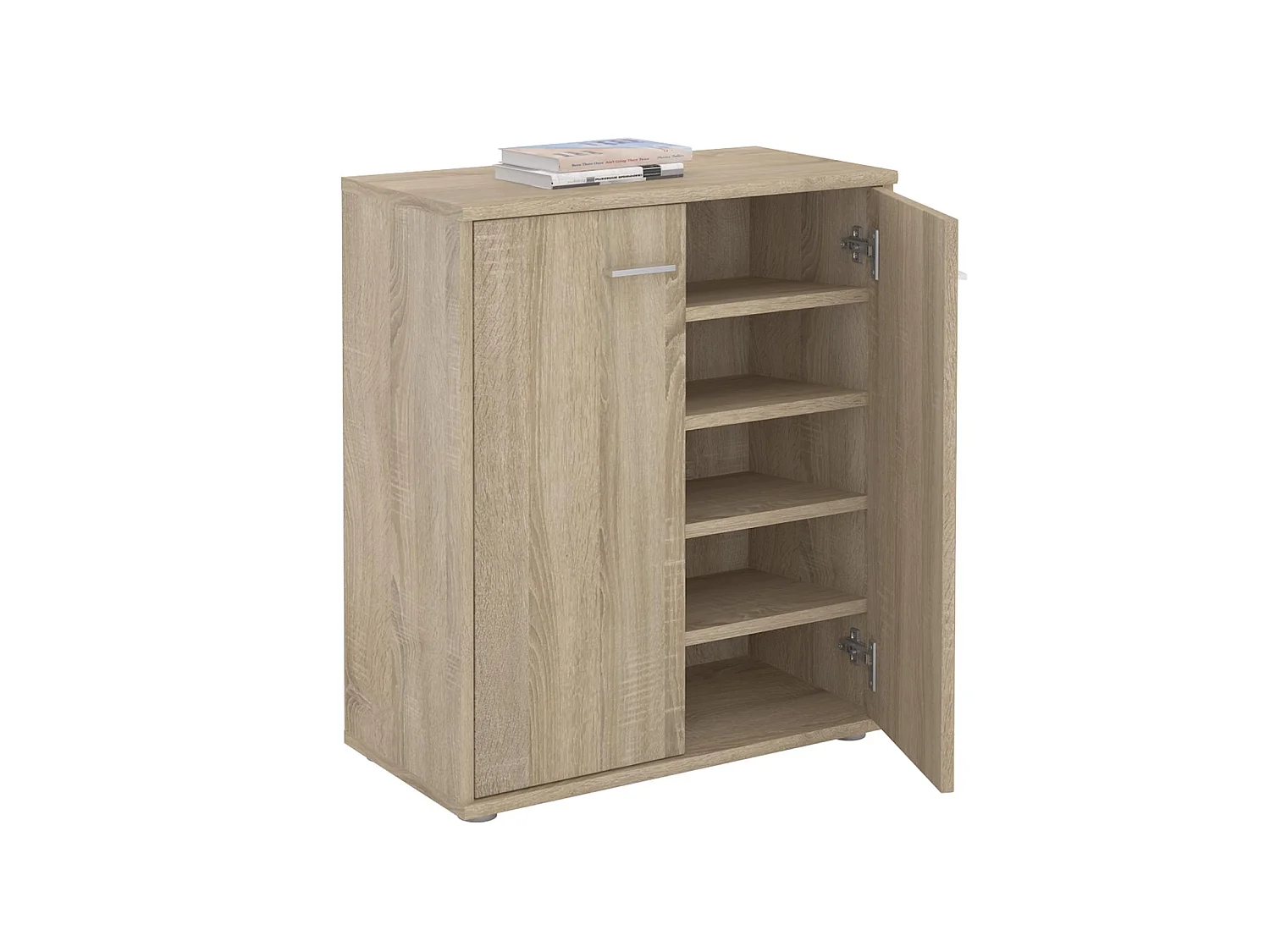 Meuble à chaussures OLYMPE, commode meuble de rangement avec 2 portes, en mélaminé décor chêne sonoma