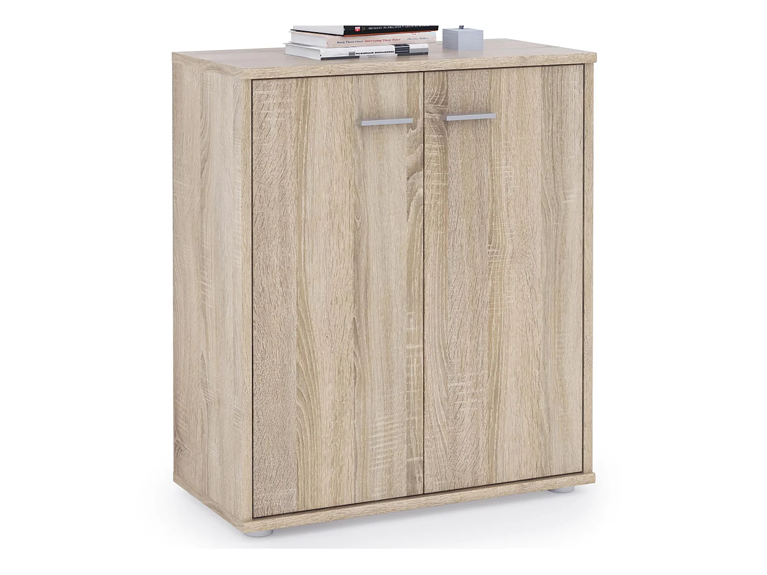 Meuble à chaussures OLYMPE, commode meuble de rangement avec 2 portes, en mélaminé décor chêne sonoma