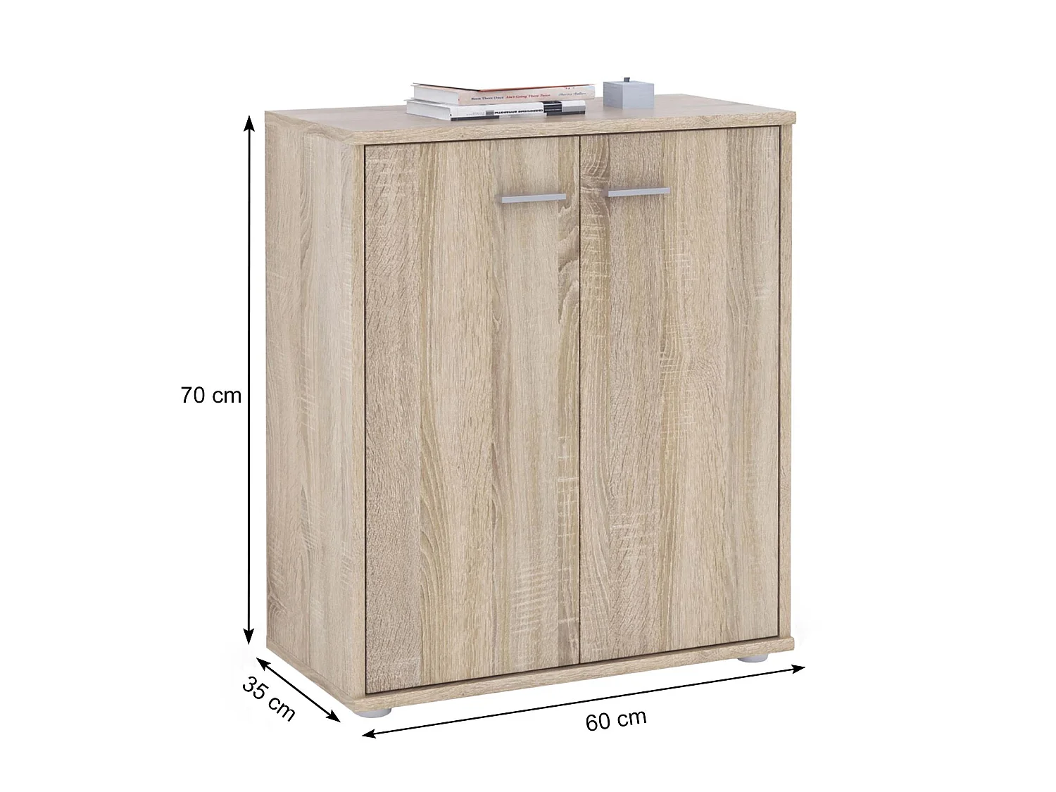 Meuble à chaussures OLYMPE, commode meuble de rangement avec 2 portes, en mélaminé décor chêne sonoma