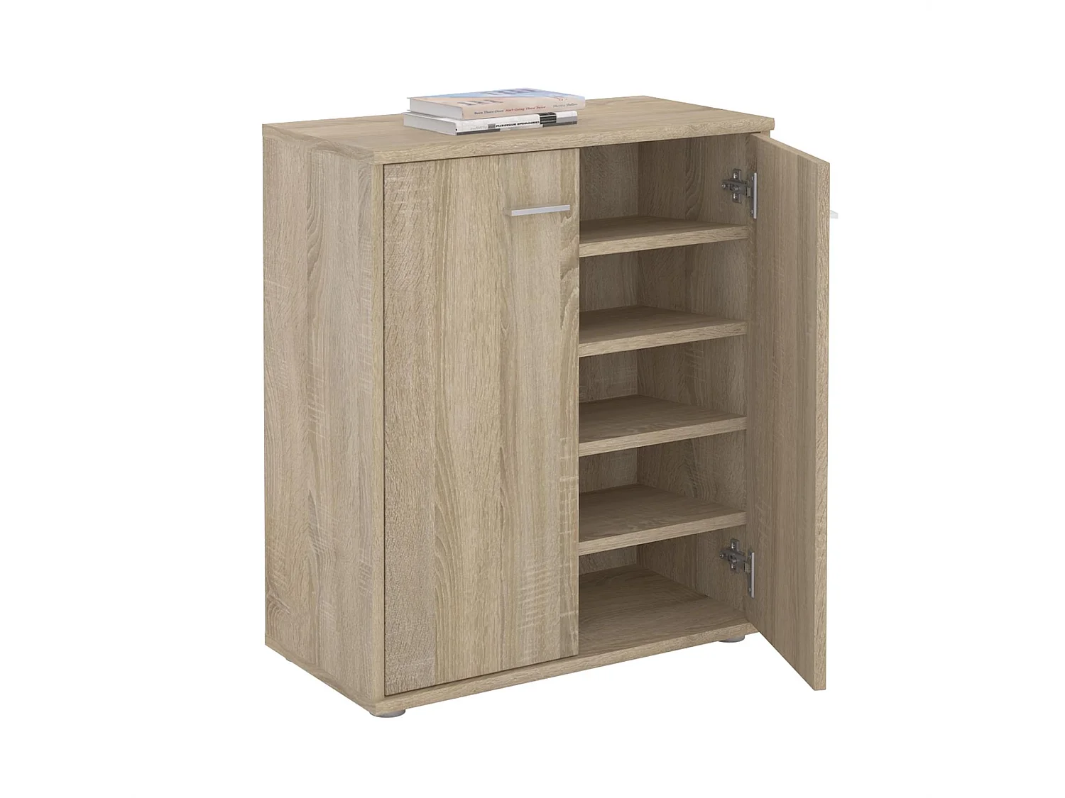 Meuble à chaussures OLYMPE, commode meuble de rangement avec 2 portes, en mélaminé décor chêne sonoma