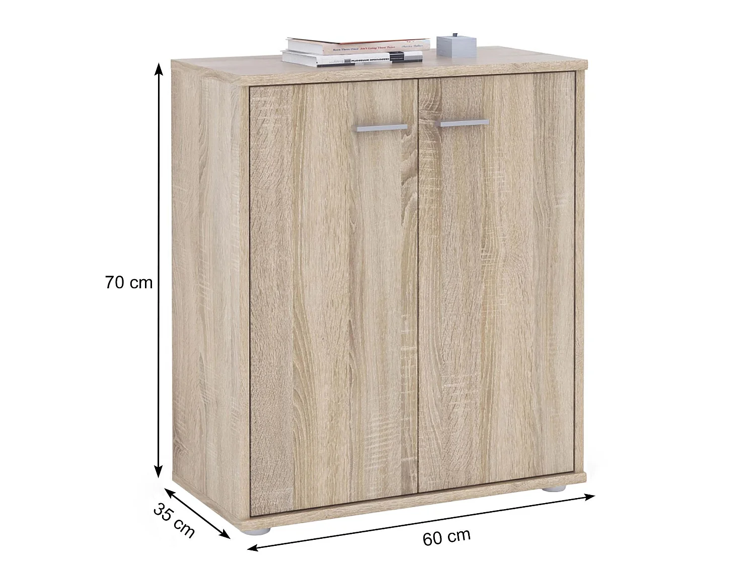 Meuble à chaussures OLYMPE, commode meuble de rangement avec 2 portes, en mélaminé décor chêne sonoma