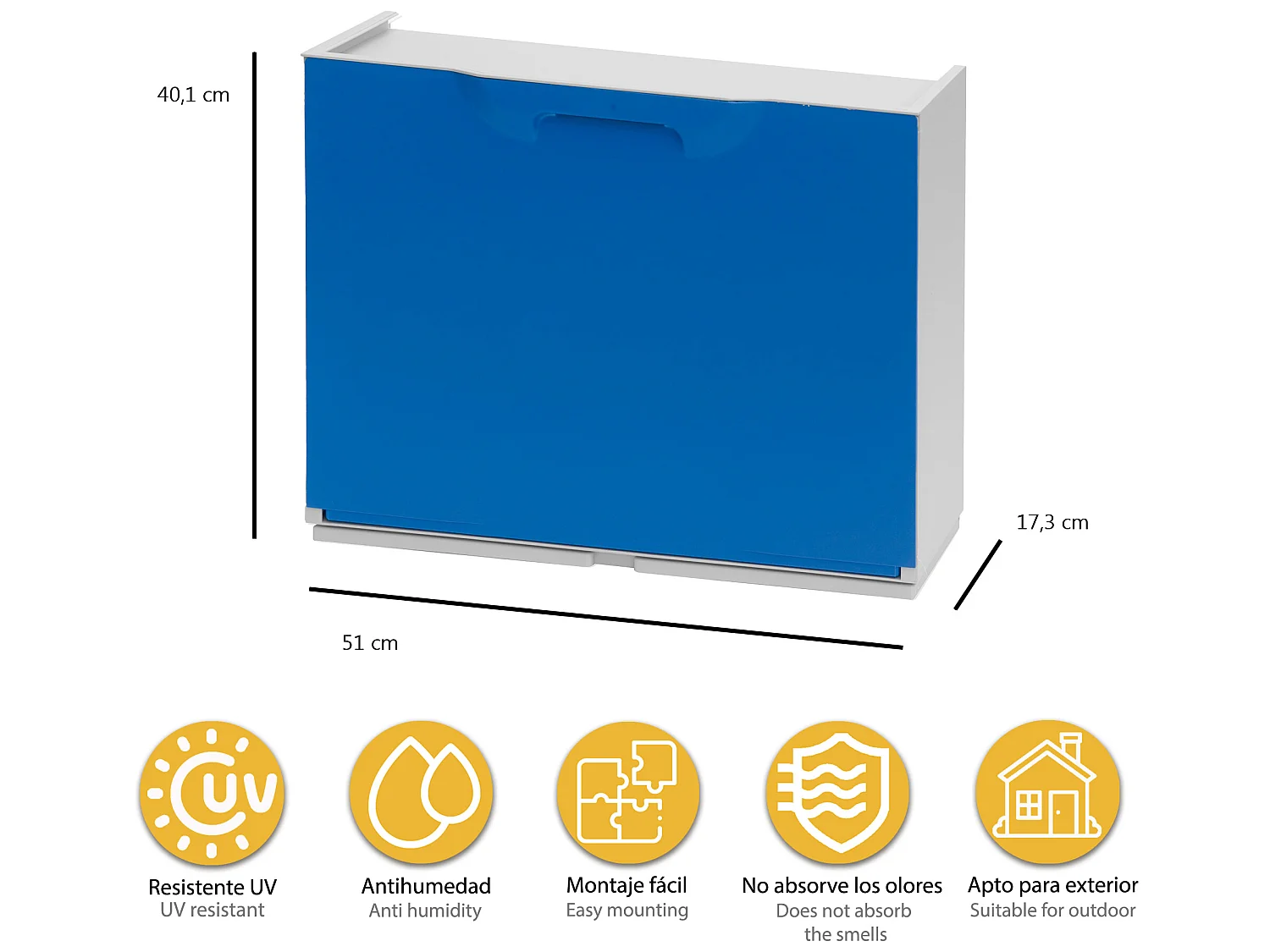 Étagère À Chaussures En Polypropylène De Couleur Bleue, 40,1x51x17,3