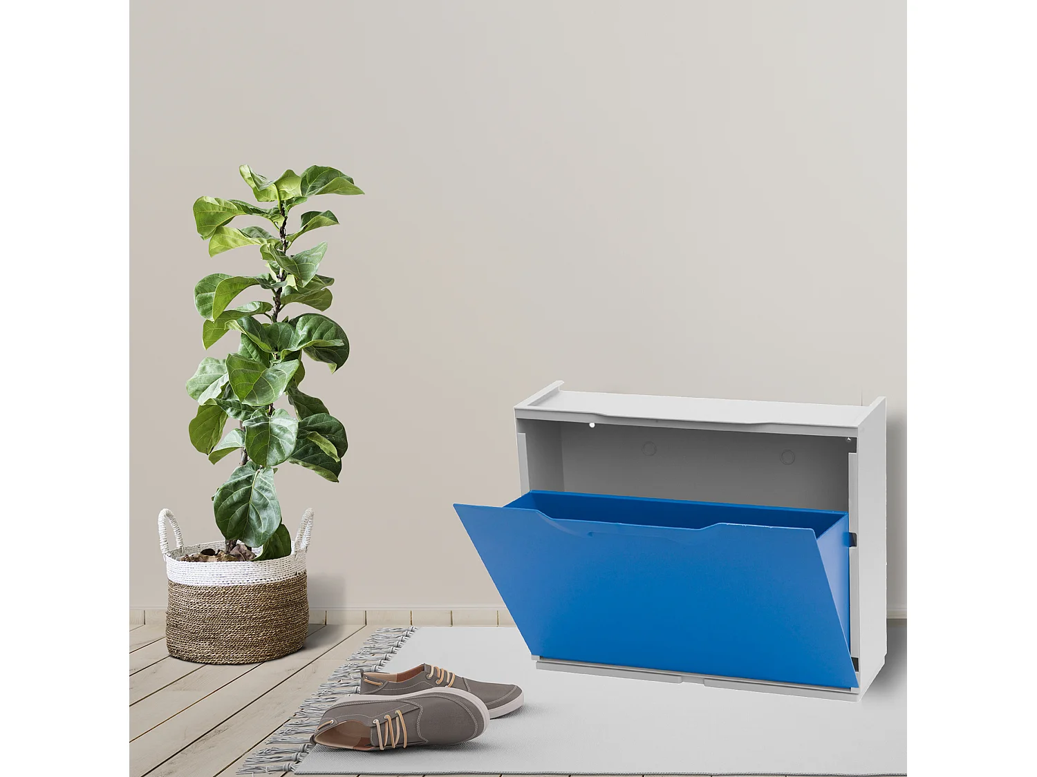 Étagère À Chaussures En Polypropylène De Couleur Bleue, 40,1x51x17,3