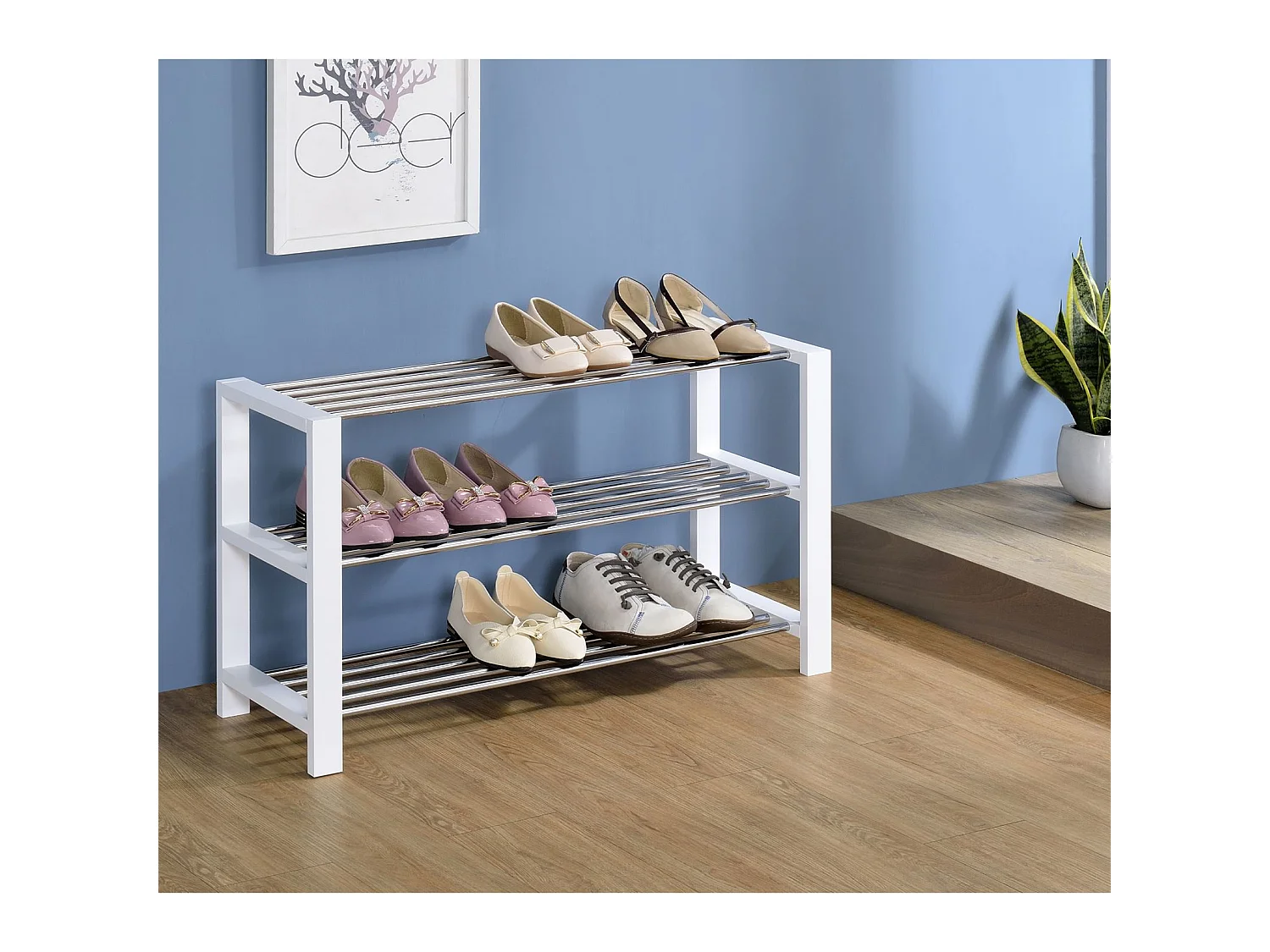 Etagère à chaussures ARINA 3 tablettes blanc