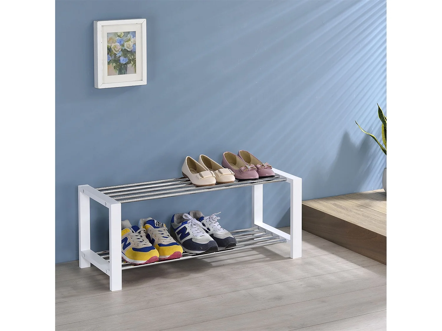 Etagère à chaussures ARINA 2 tablettes blanc