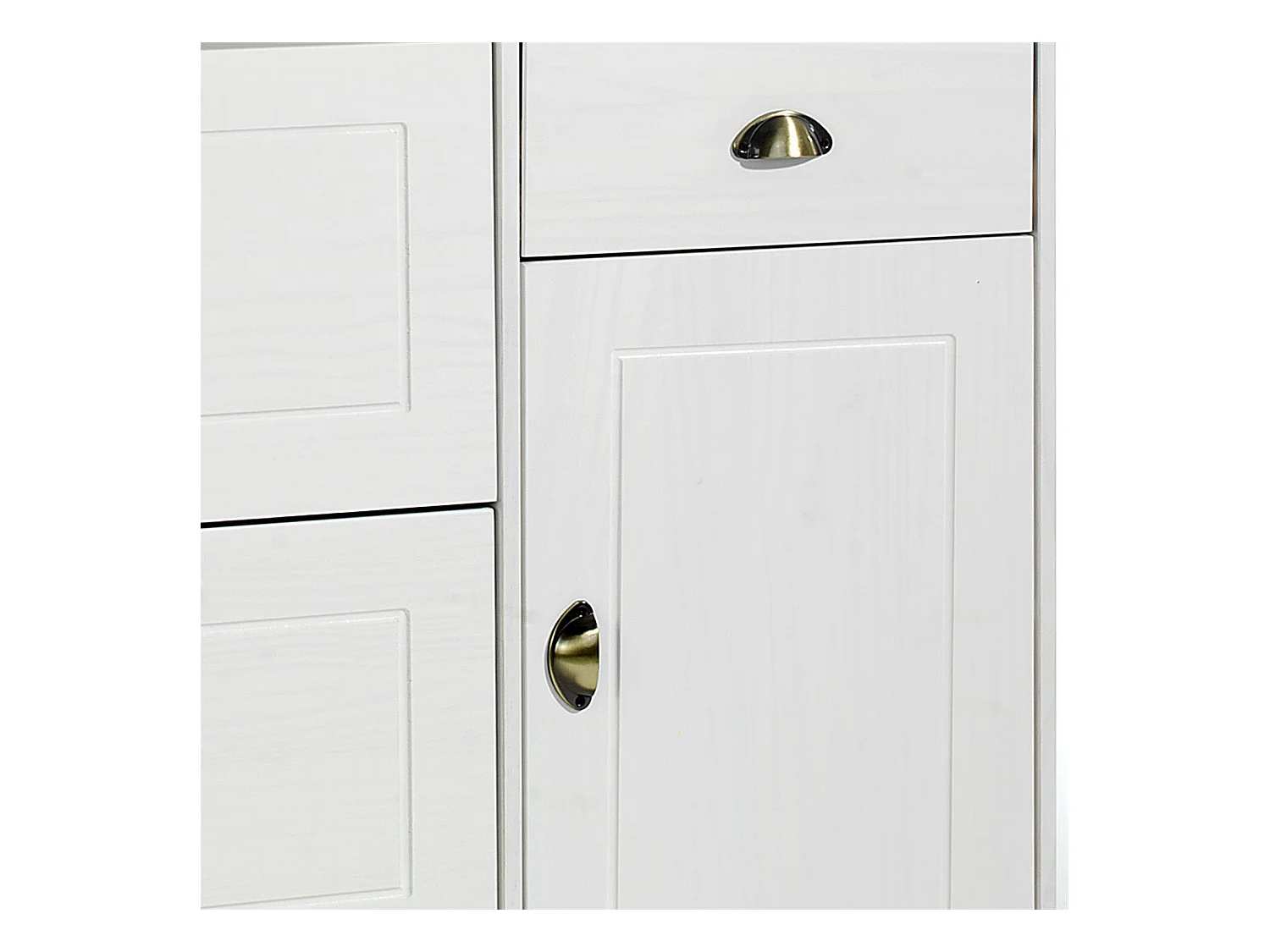 Meuble à chaussures COLMAR armoire rangement avec 2 abattants 1 tiroir et 1 porte avec 1 étagère, en pin massif lasuré blanc