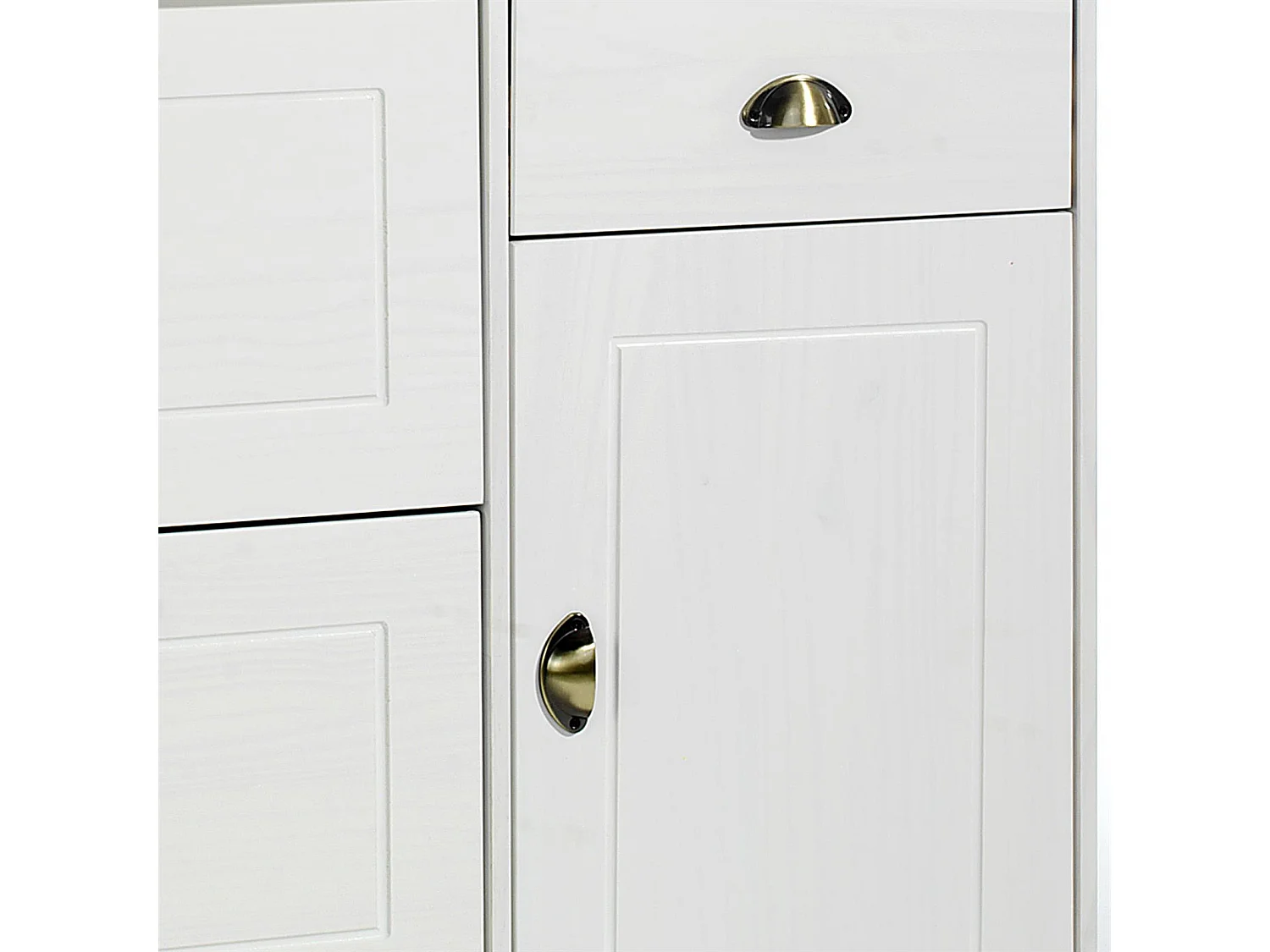 Meuble à chaussures COLMAR armoire rangement avec 2 abattants 1 tiroir et 1 porte avec 1 étagère, en pin massif lasuré blanc