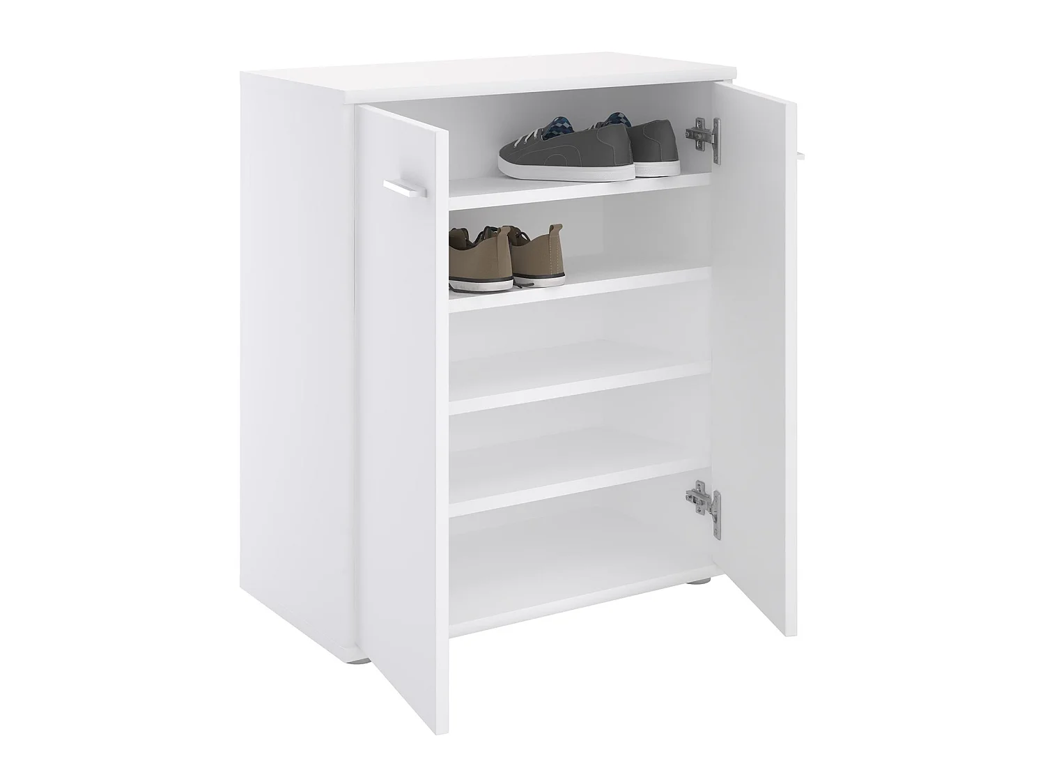 Meuble à chaussures OLYMPE, commode meuble de rangement avec 2 portes, en mélaminé blanc mat