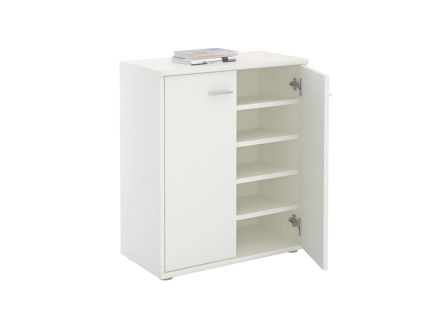 Meuble à chaussures OLYMPE, commode meuble de rangement avec 2 portes, en mélaminé blanc mat