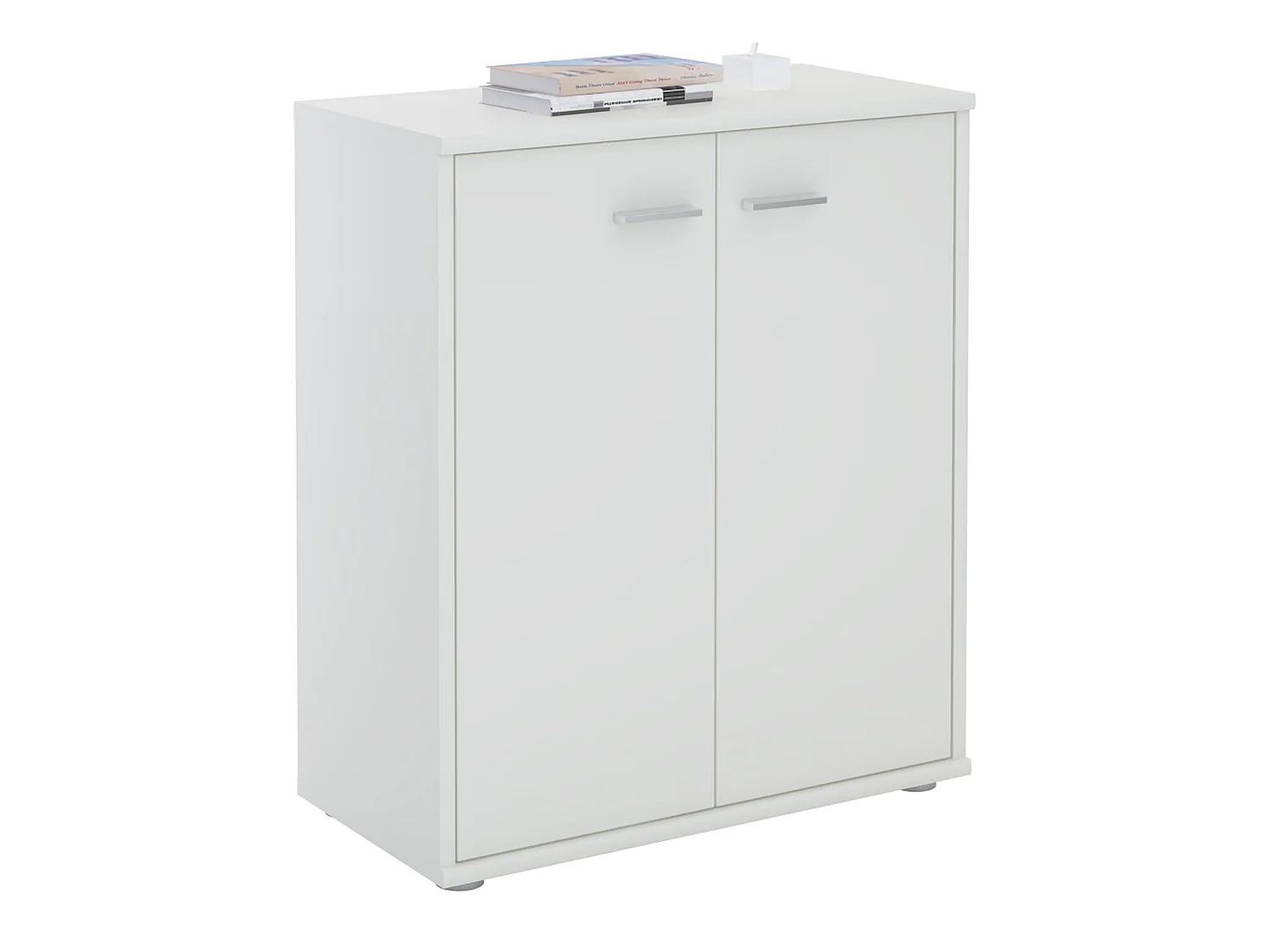 Meuble à chaussures OLYMPE, commode meuble de rangement avec 2 portes, en mélaminé blanc mat