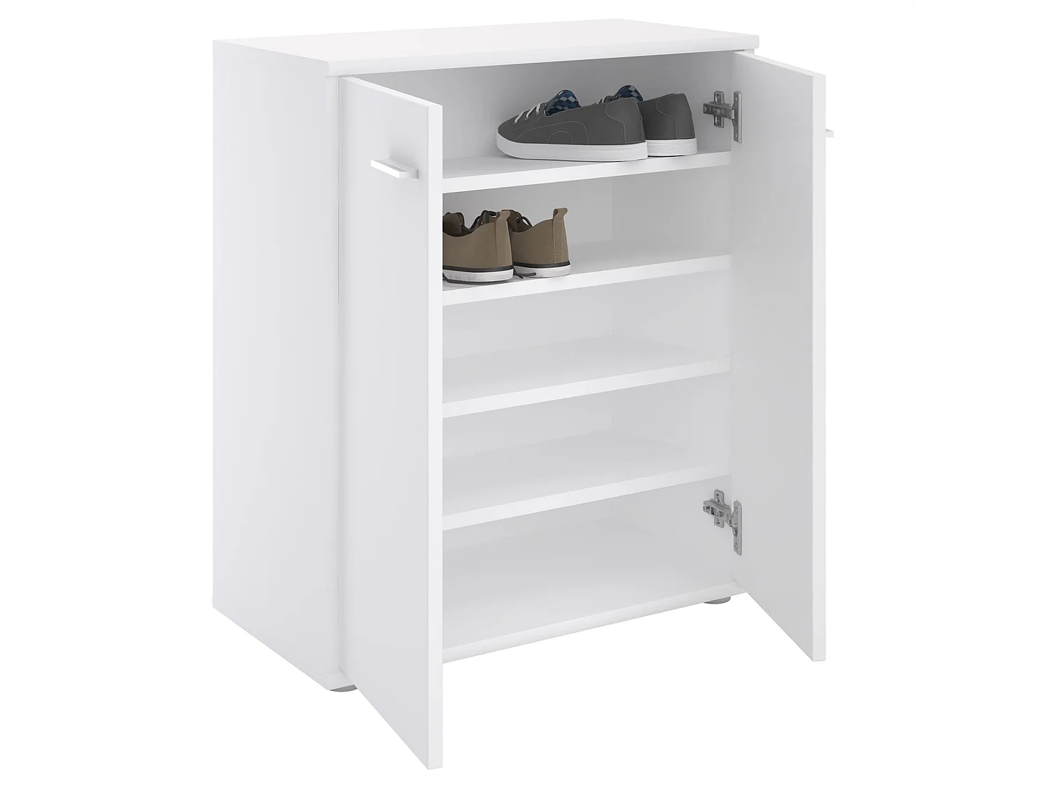 Meuble à chaussures OLYMPE, commode meuble de rangement avec 2 portes, en mélaminé blanc mat