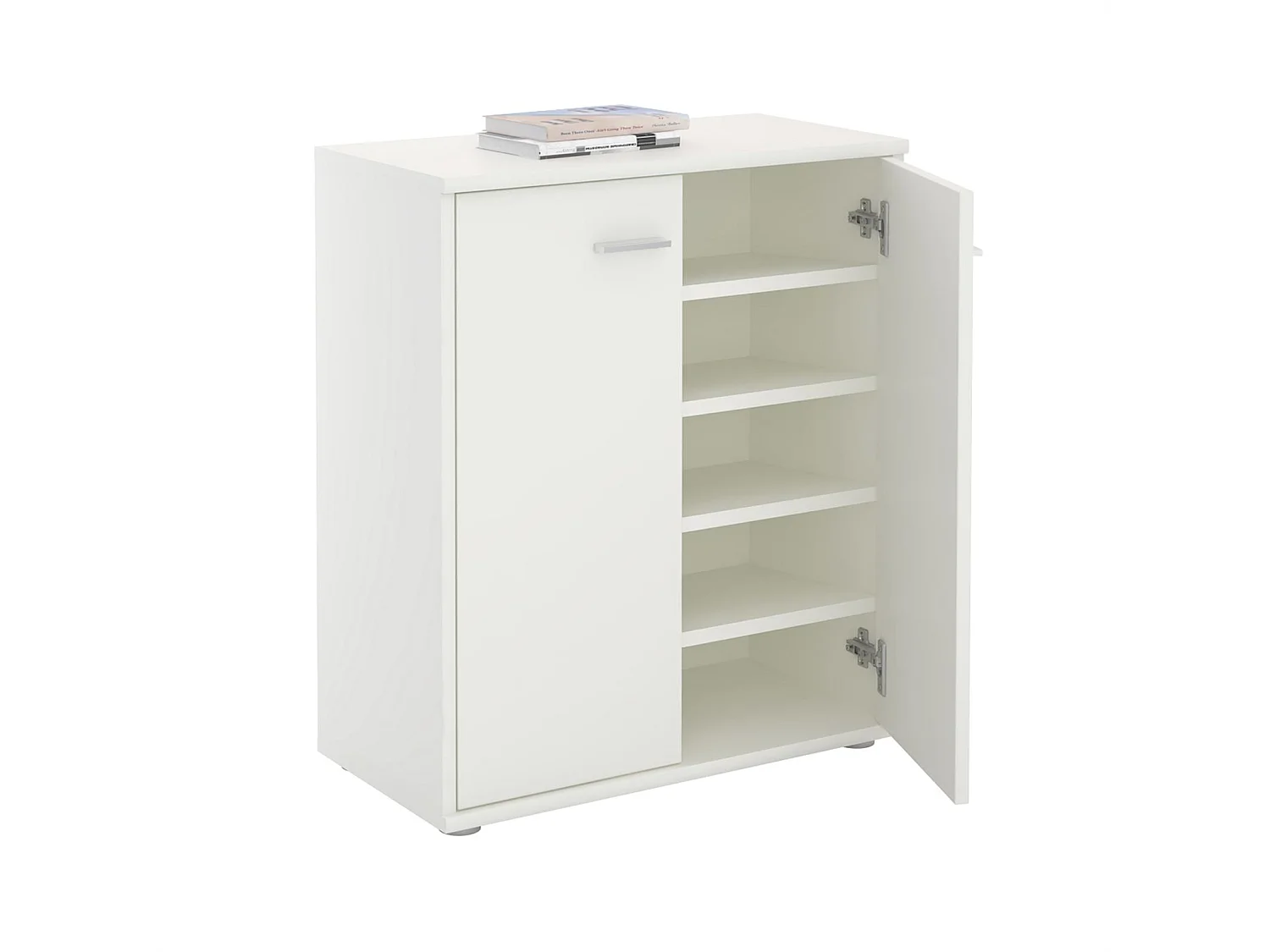 Meuble à chaussures OLYMPE, commode meuble de rangement avec 2 portes, en mélaminé blanc mat