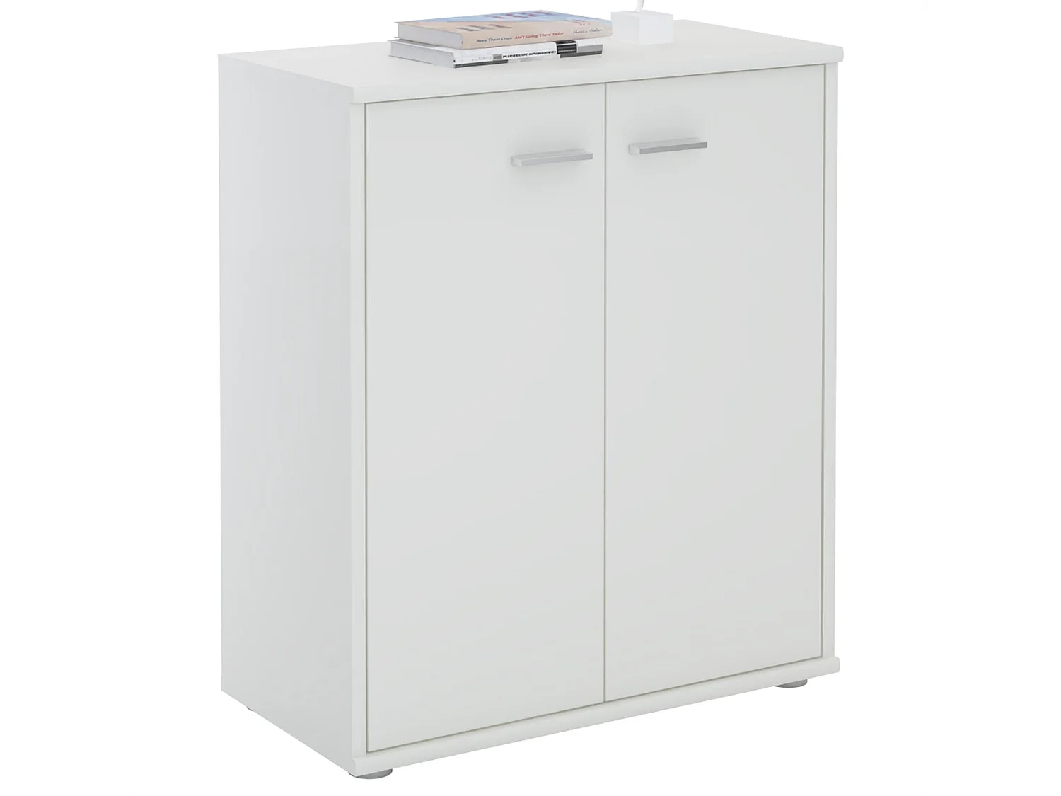 Meuble à chaussures OLYMPE, commode meuble de rangement avec 2 portes, en mélaminé blanc mat
