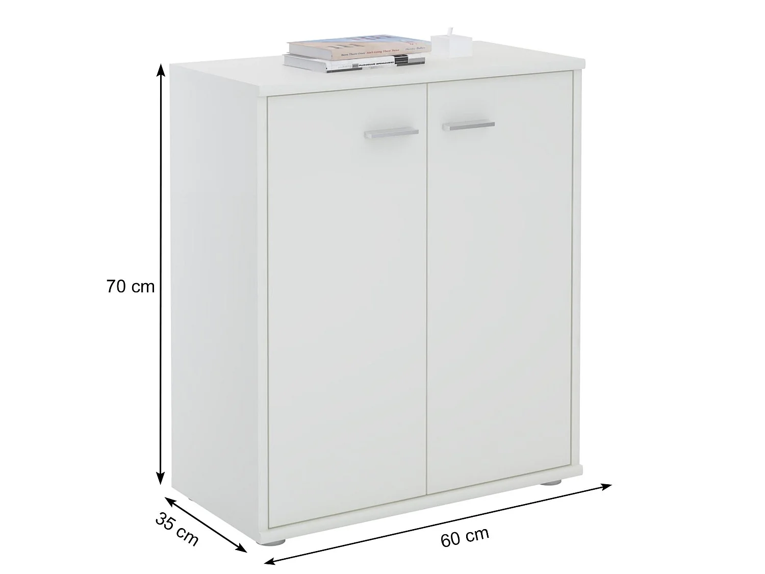 Meuble à chaussures OLYMPE, commode meuble de rangement avec 2 portes, en mélaminé blanc mat