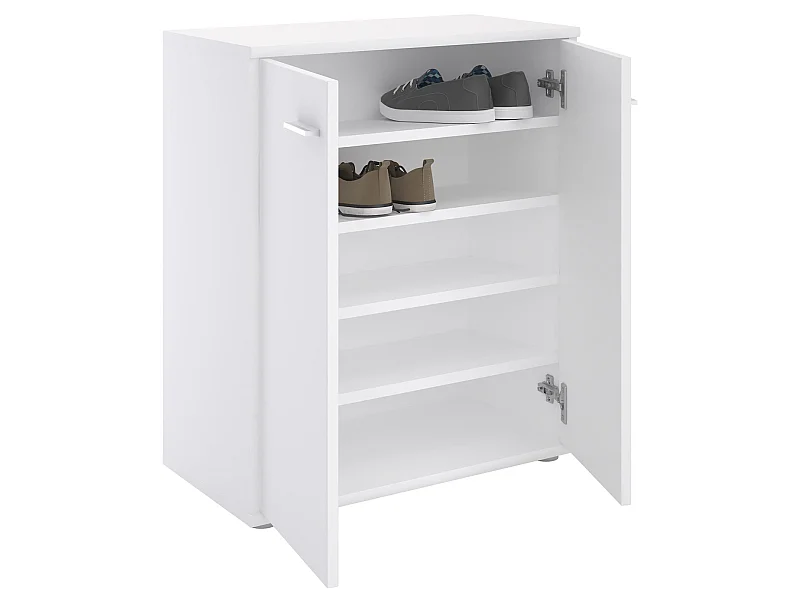 Meuble à chaussures OLYMPE, commode meuble de rangement avec 2 portes, en mélaminé blanc mat