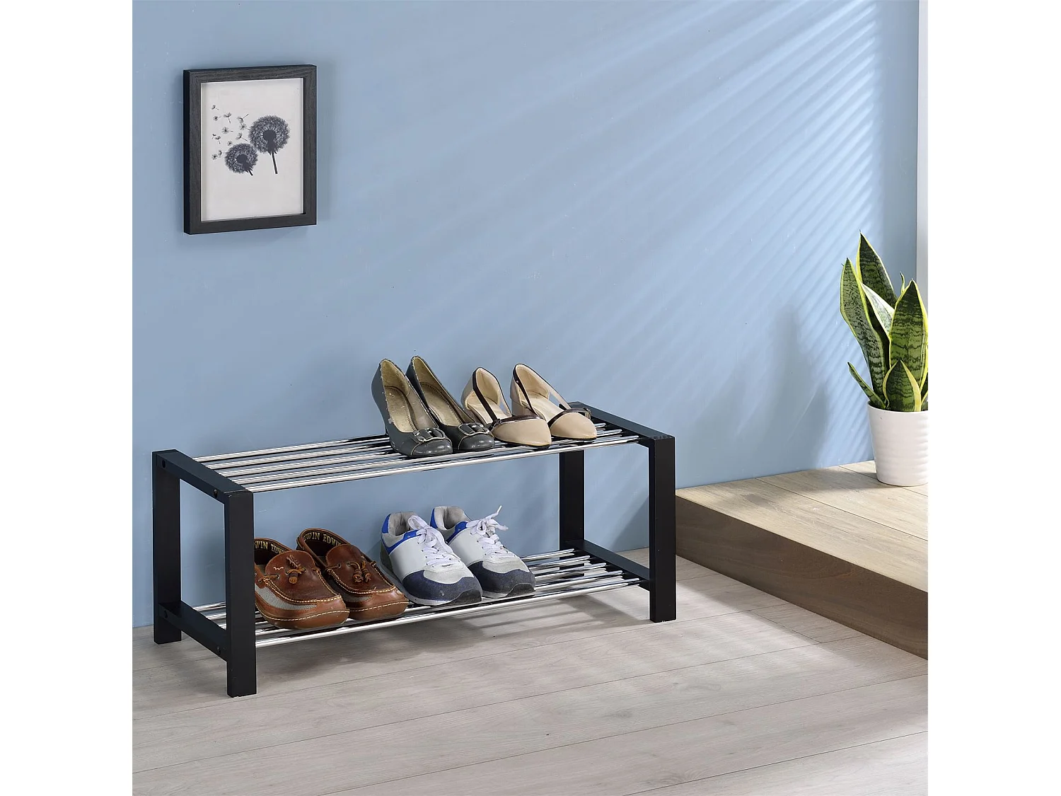 Etagère à chaussures ARINA 2 tablettes noir