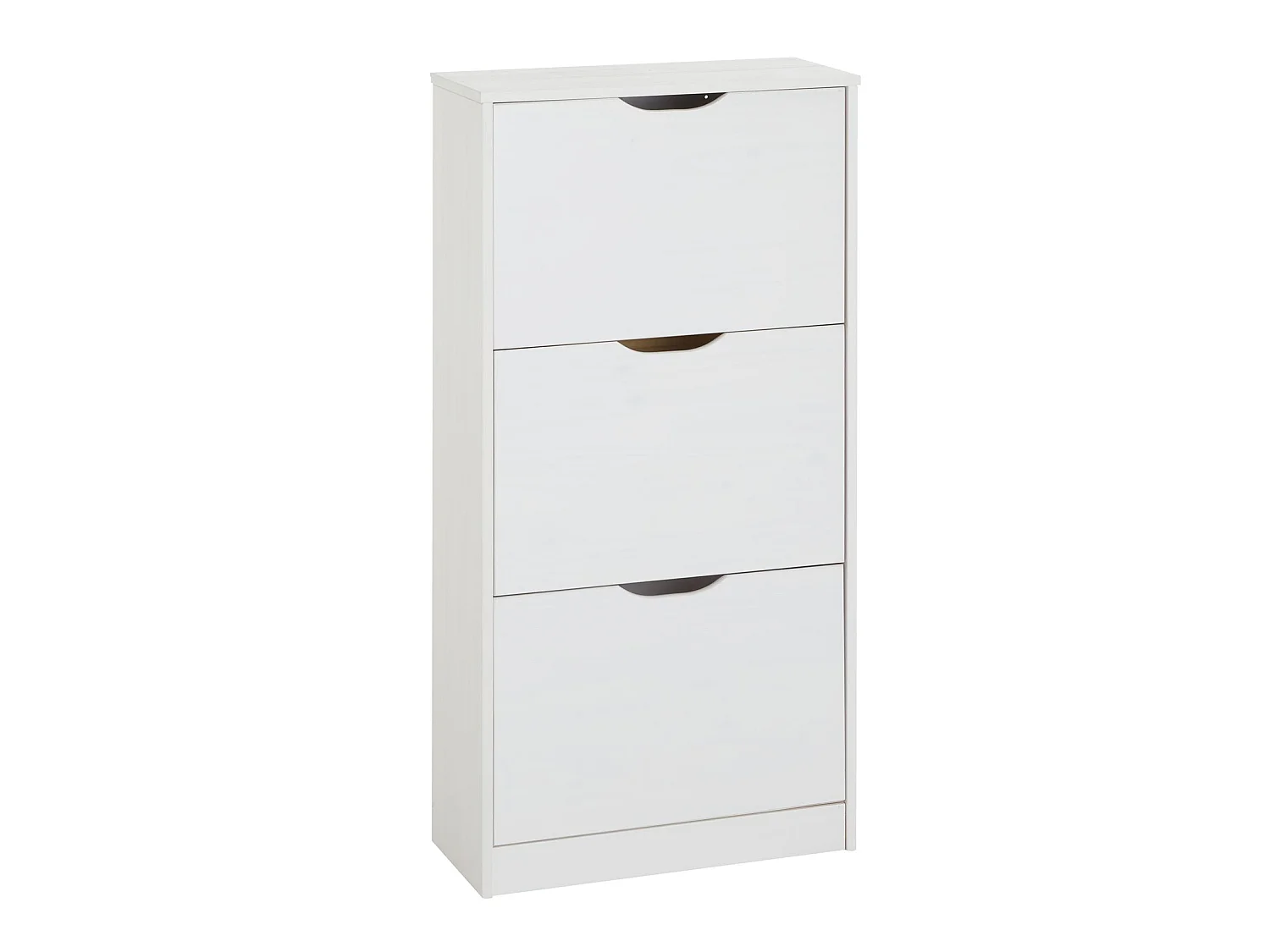 Meuble à chaussures BASIL armoire avec 3 abattants rangement pour 18 paires, en pin massif lasuré blanc style maison de campagne
