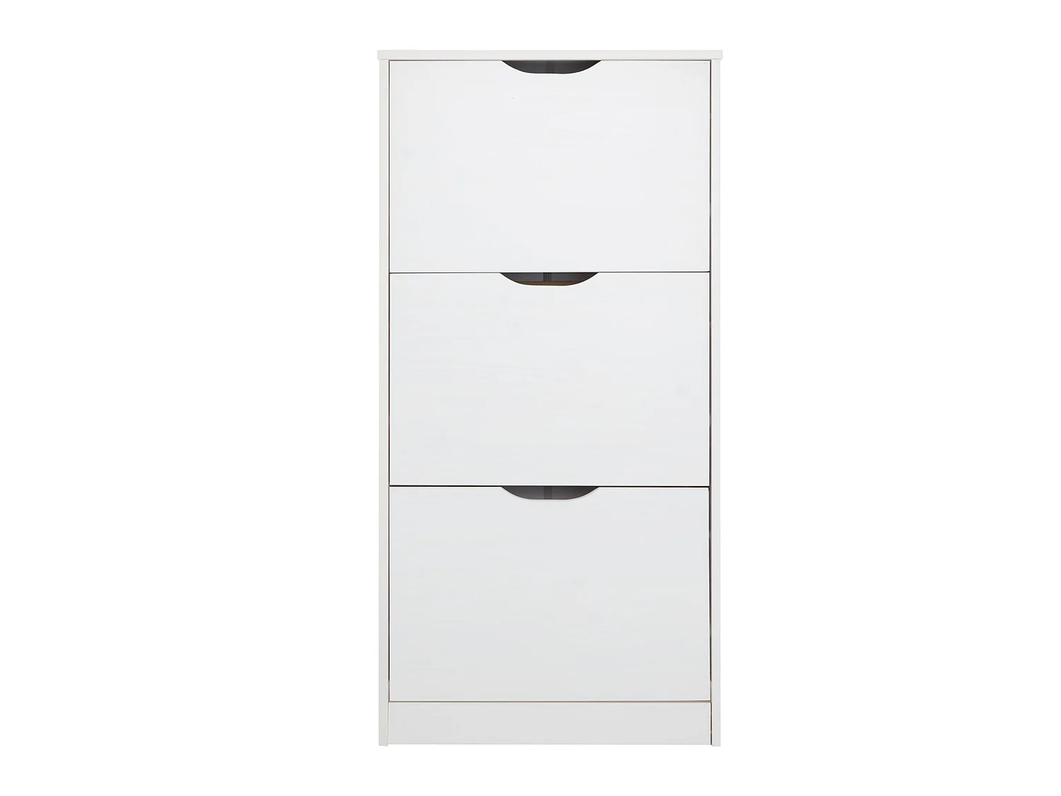 Meuble à chaussures BASIL armoire avec 3 abattants rangement pour 18 paires, en pin massif lasuré blanc style maison de campagne