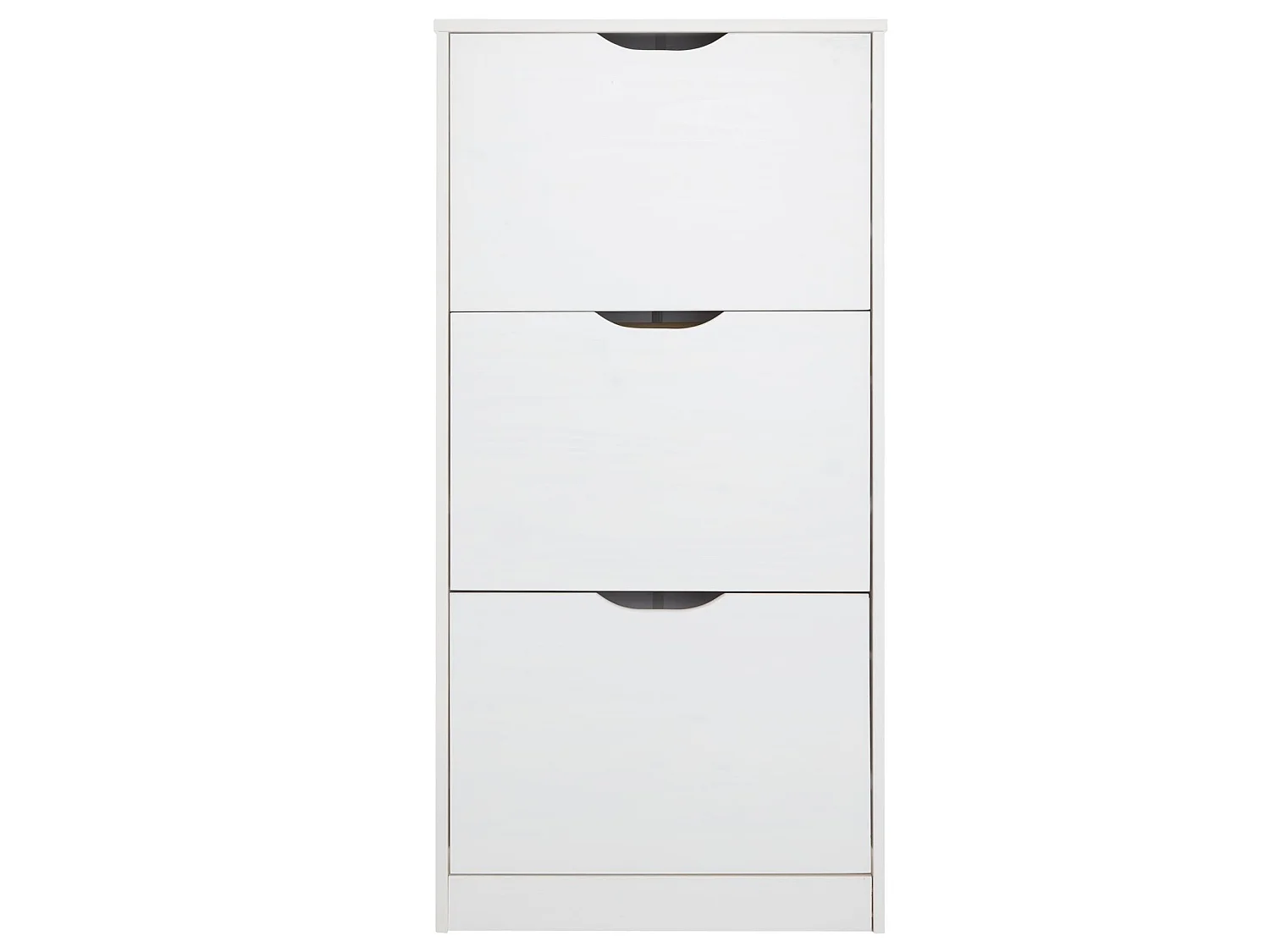 Meuble à chaussures BASIL armoire avec 3 abattants rangement pour 18 paires, en pin massif lasuré blanc style maison de campagne