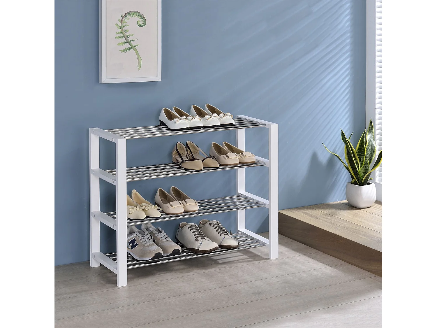 Etagère à chaussures ARINA 4 tablettes blanc