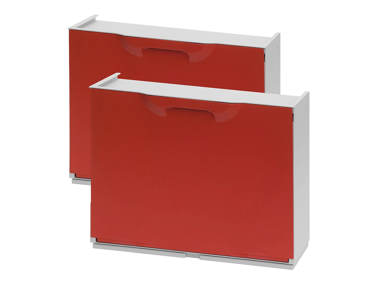 Lot De 2 Étagères À Chaussures En Polypropylène Couleur Rouge, 50x36x36