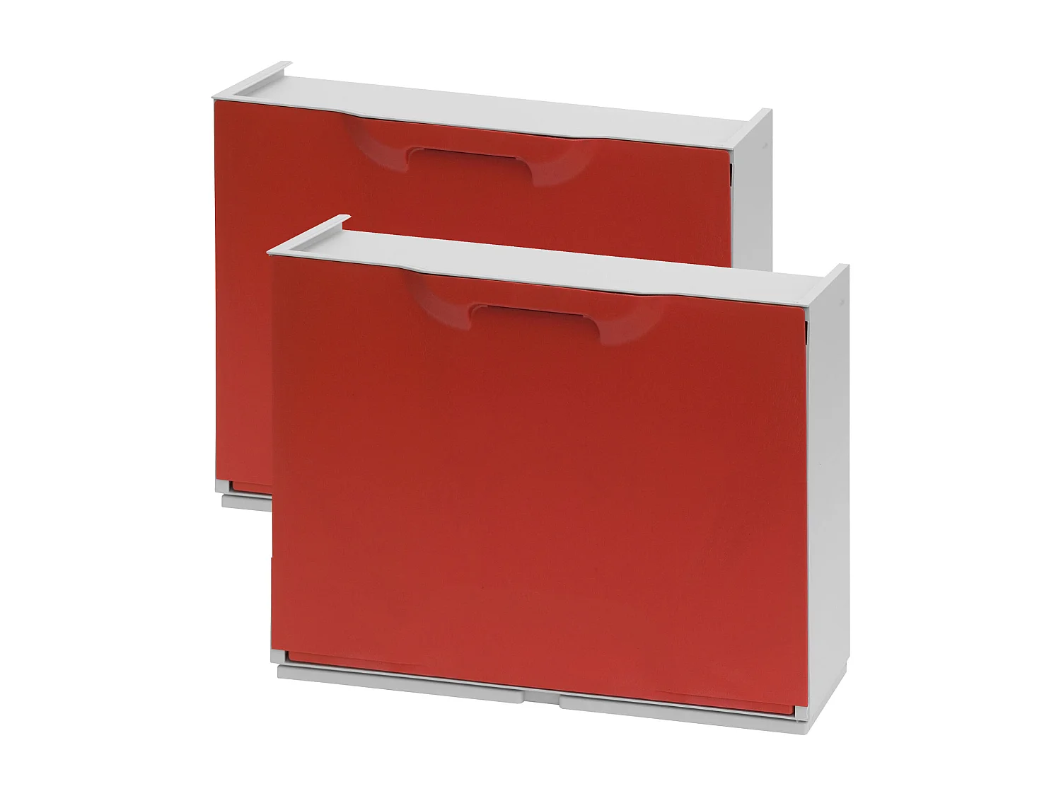 Lot De 2 Étagères À Chaussures En Polypropylène Couleur Rouge, 50x36x36