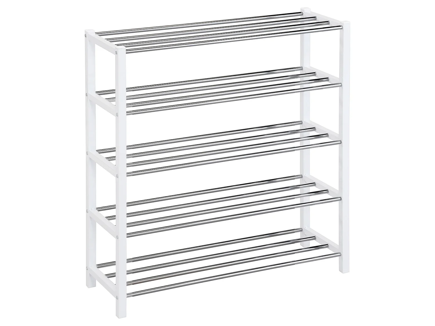 Etagère à chaussures DUBLIN rangement porte-chaussures avec 5 niveaux pour 20 paires en métal chromé et laqué noir