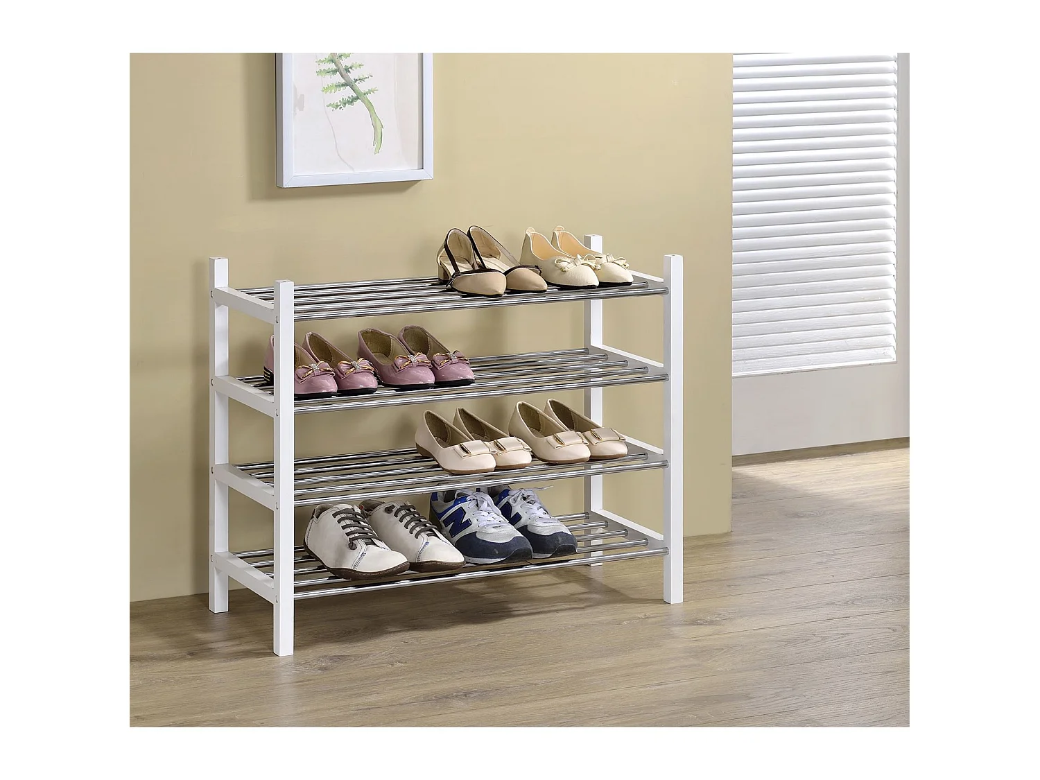 Etagère à chaussures RESA 4 tablettes laqué blanc