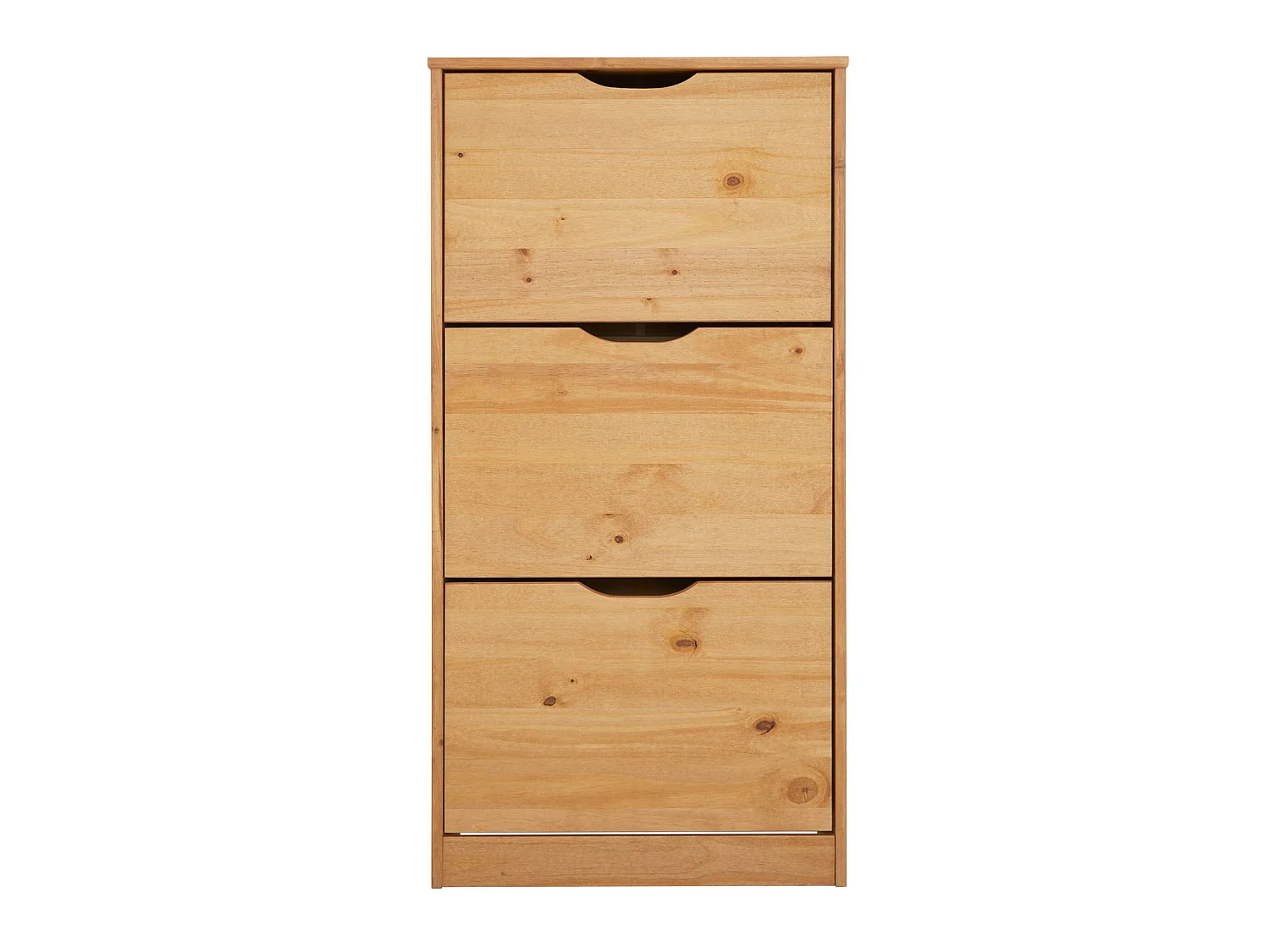 Meuble à chaussures BASIL armoire avec 3 abattants rangement pour 18 paires, pin massif lasuré brun, style campagne