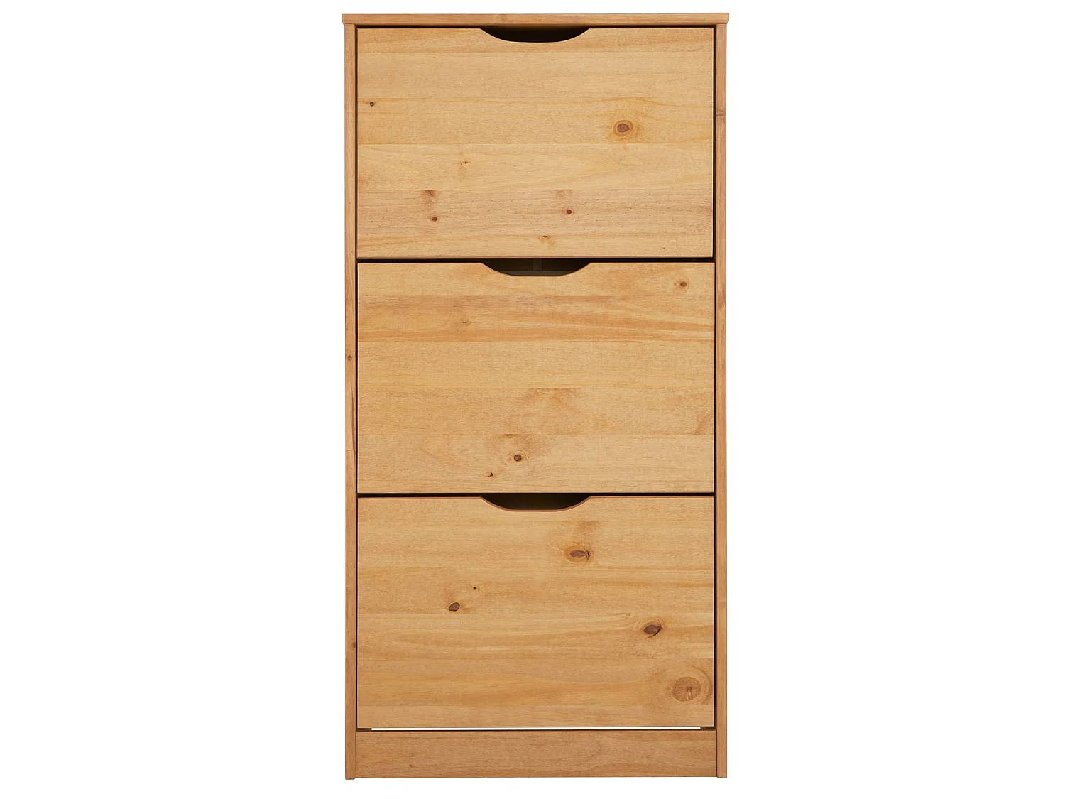 Meuble à chaussures BASIL armoire avec 3 abattants rangement pour 18 paires, pin massif lasuré brun, style campagne