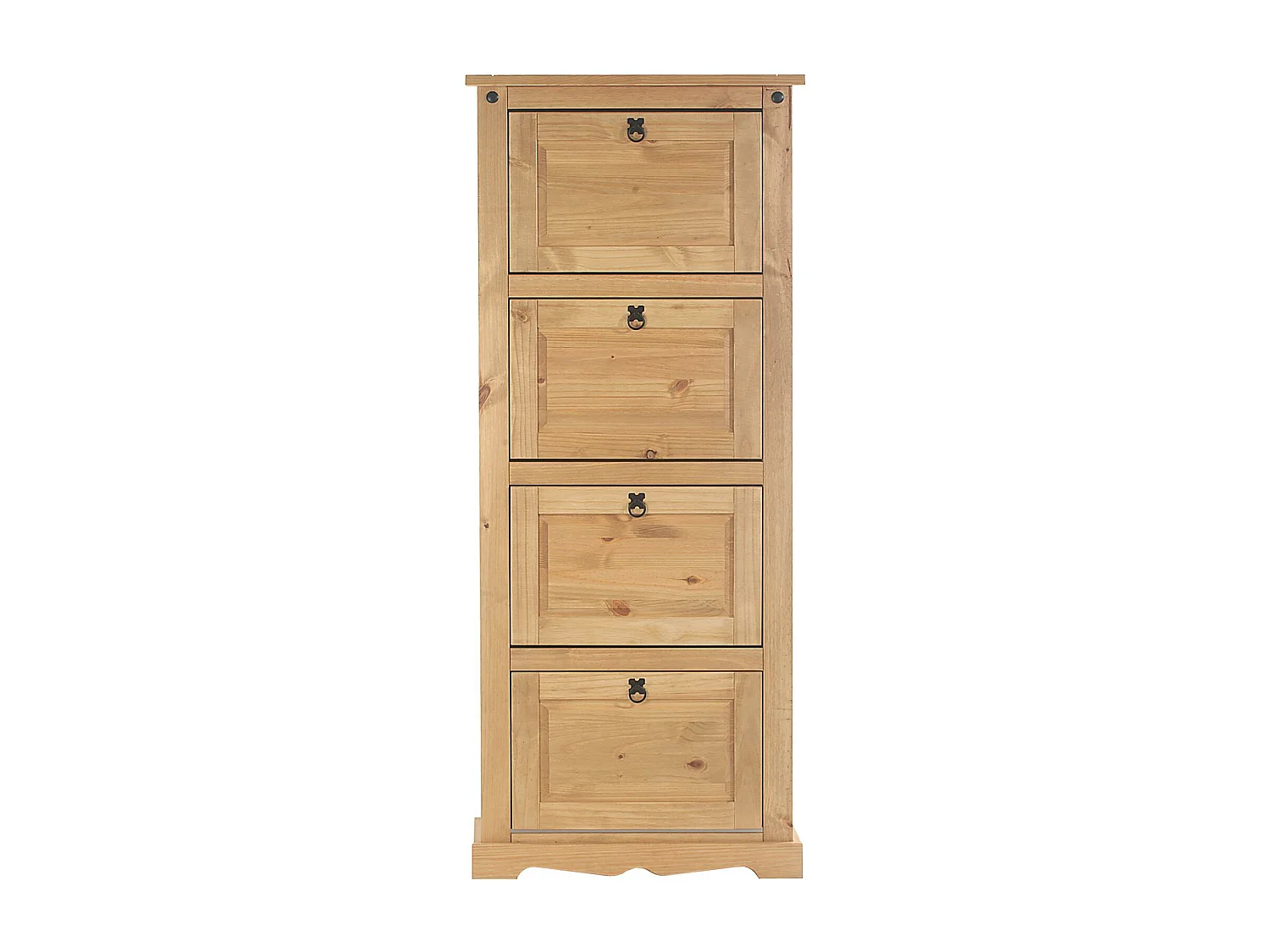 Meuble à chaussures TEQUILA style mexicain armoire à chaussures avec 4 abattants, en pin massif finition teintée et cirée