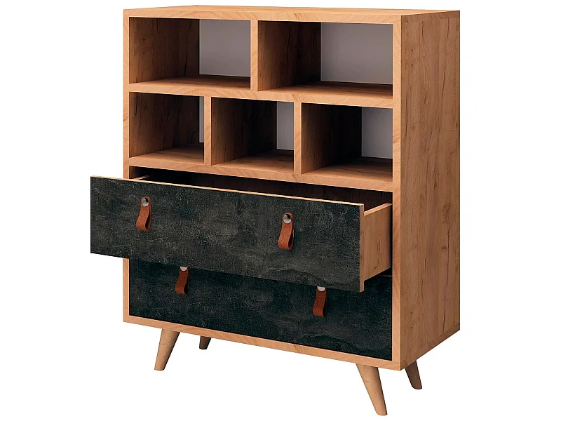 Meuble En Chêne Foncé Avec Panneaux De Particules 100% Mélaminés. 70x85,6x40