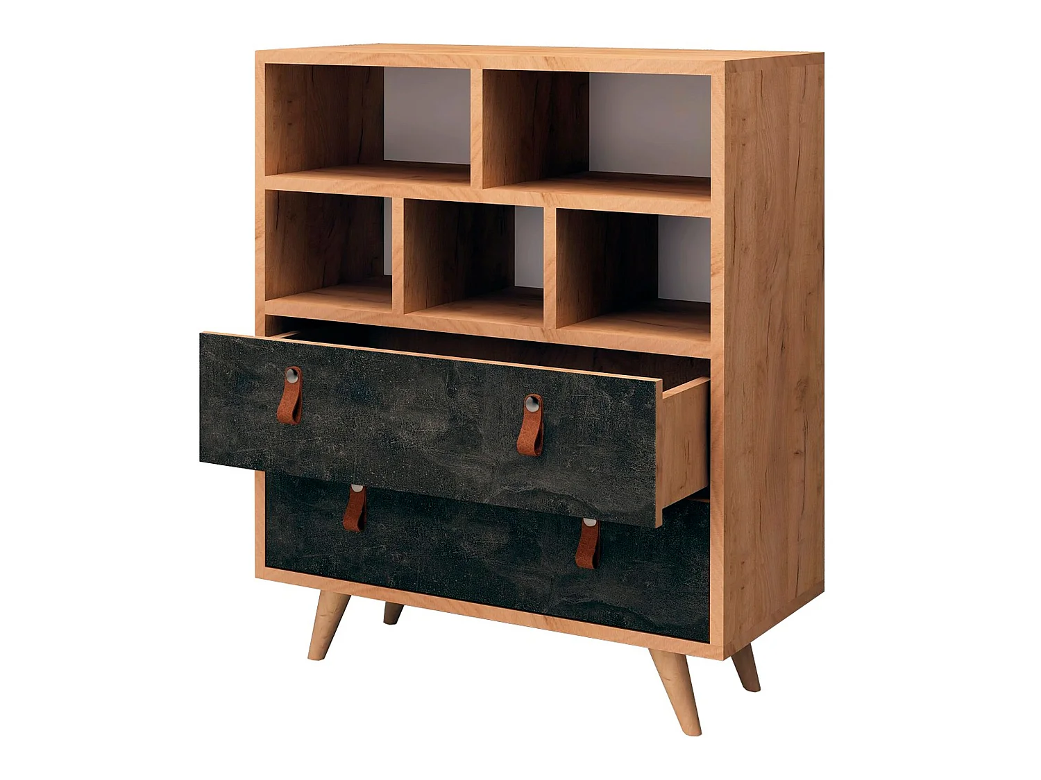 Meuble En Chêne Foncé Avec Panneaux De Particules 100% Mélaminés. 70x85,6x40