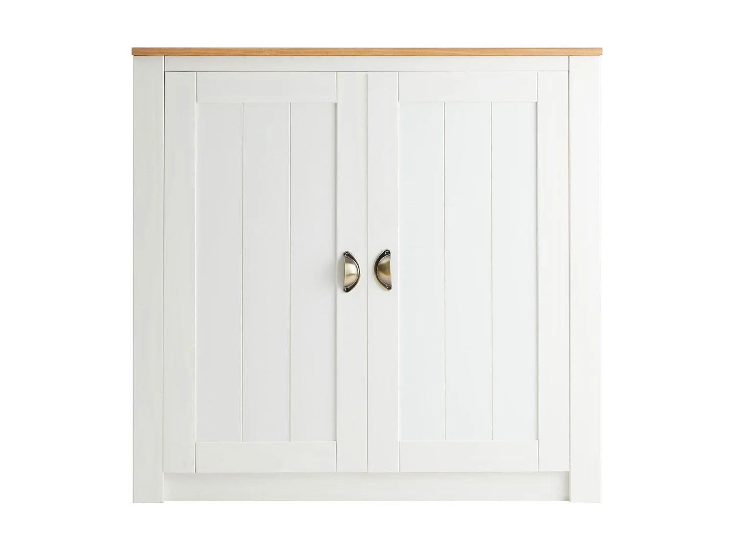 Buffet salle à manger BOLTON en bois massif L 91 cm avec 2 grandes portes battantes , blanc et brun