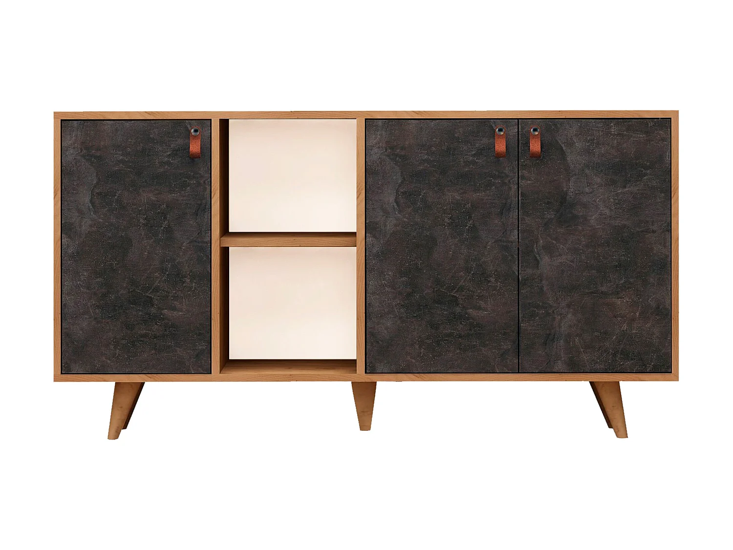 Meuble En Chêne Foncé Avec Panneaux De Particules 100% Mélaminés. 140x86x40