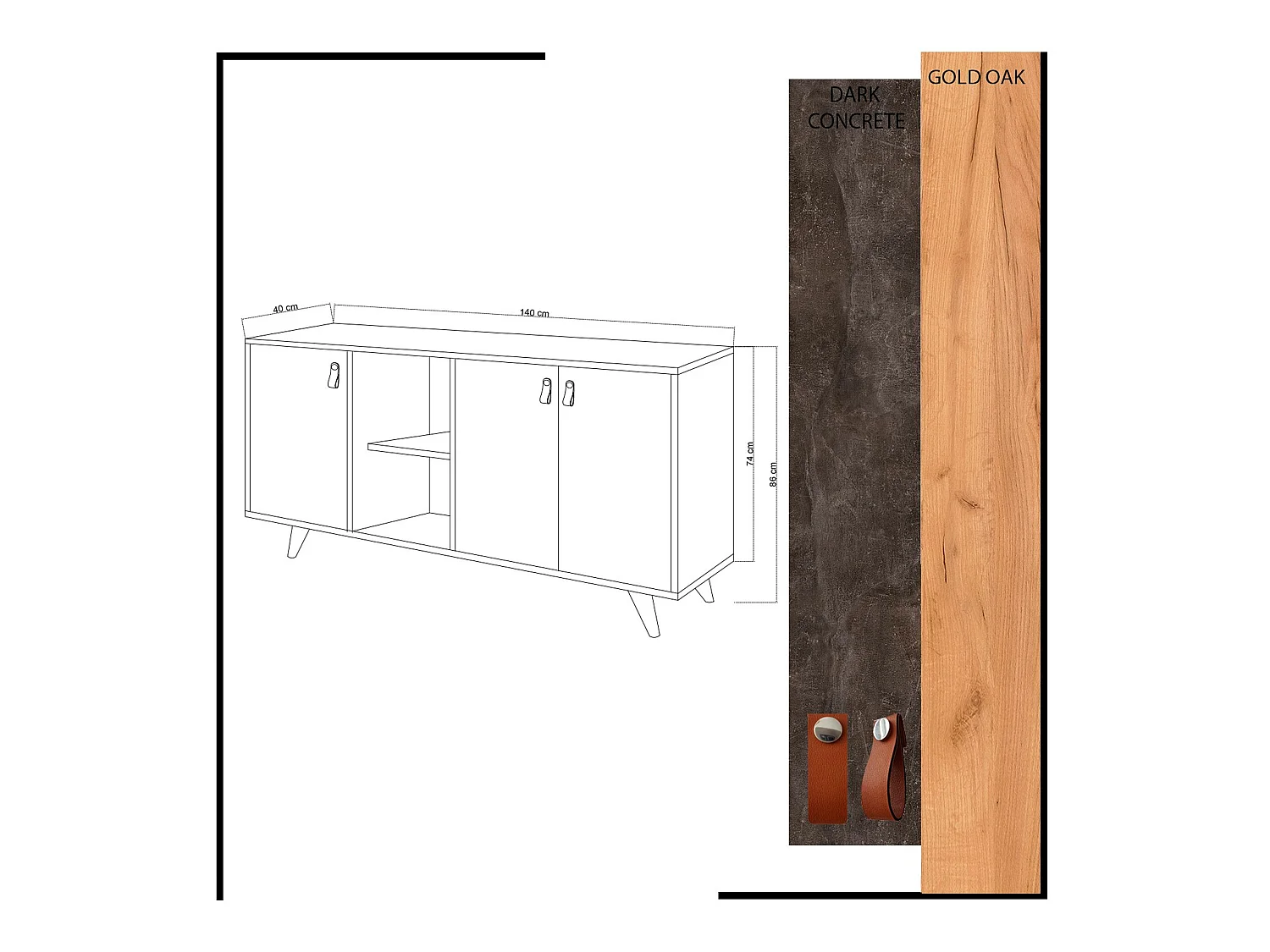 Meuble En Chêne Foncé Avec Panneaux De Particules 100% Mélaminés. 140x86x40