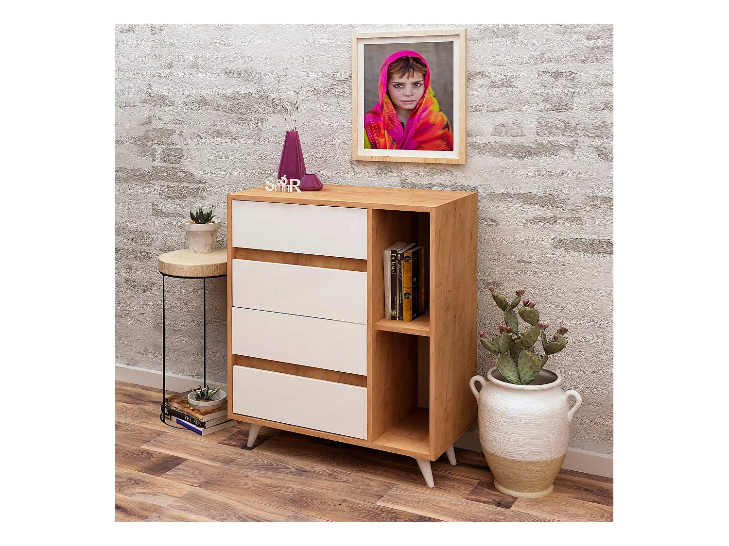 Meuble En Chêne Blanc Avec Panneaux De Particules 100% Mélaminés. 70x86x40