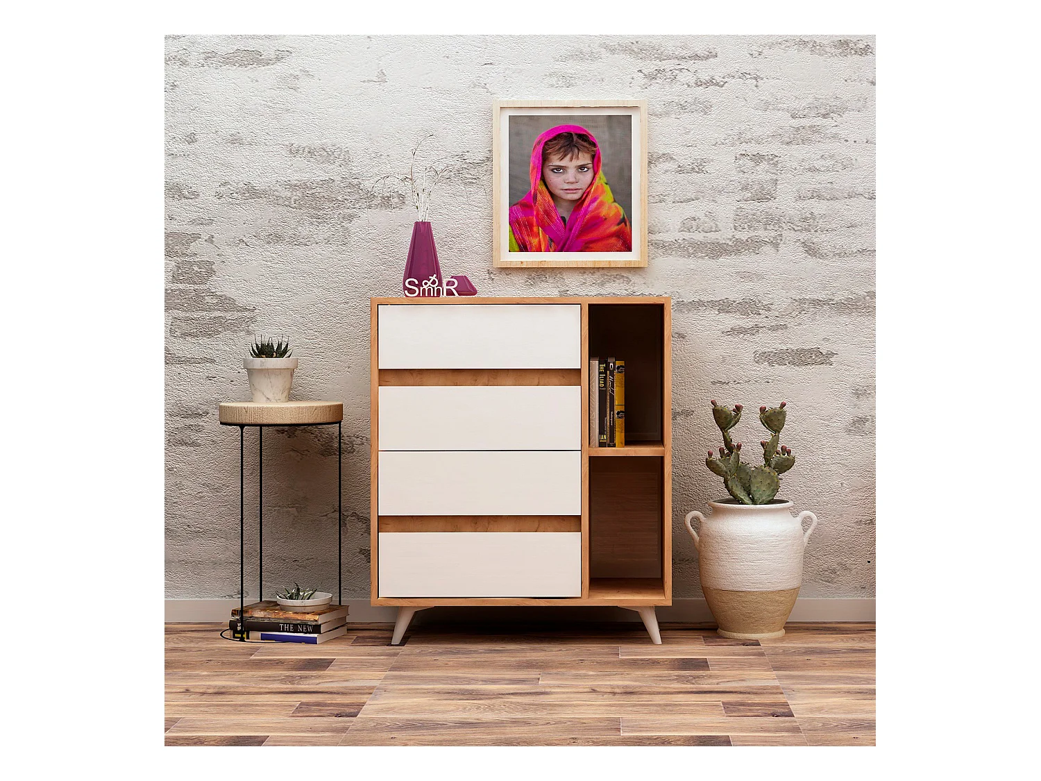 Meuble En Chêne Blanc Avec Panneaux De Particules 100% Mélaminés. 70x86x40