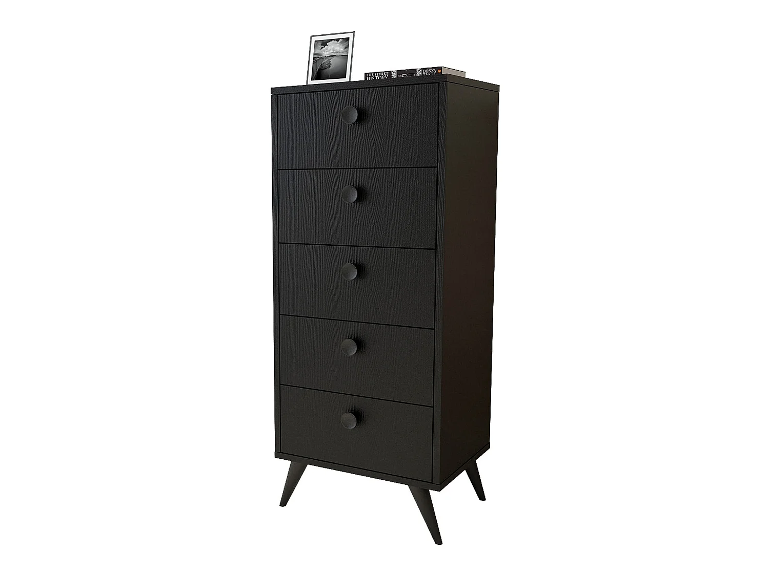 Meuble En Bois Noir Avec Panneaux De Particules 100% Mélaminés. 49x118,4x40