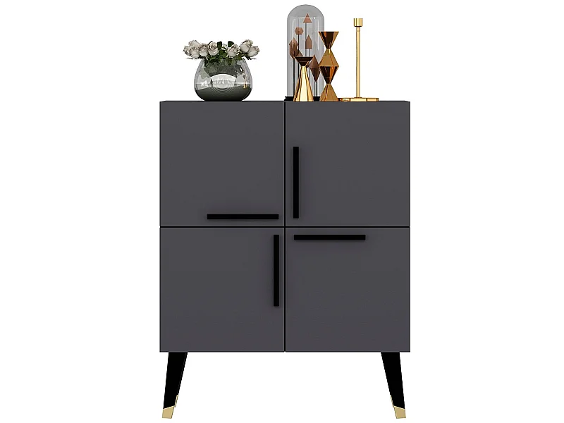 Meuble En Noyer Anthracite Avec Panneau De Particules 100% Mélaminé. 70x90x35