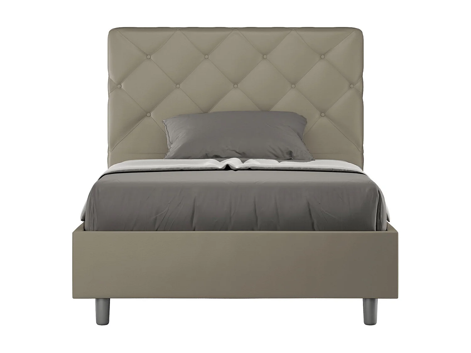 Lit double sans sommier rembourré 140x190 similicuir cappuccino Priya