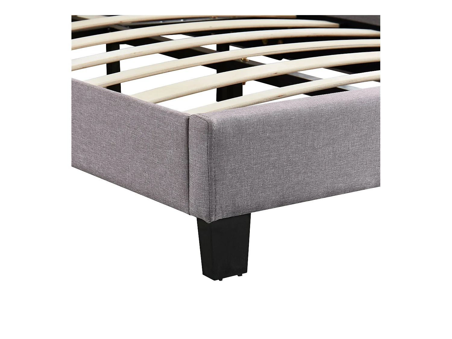 Lit 1 place FLORIDA 90x190 cm avec sommier, lit simple pour enfant ou adulte, hauteur réglable, lit en tissu gris