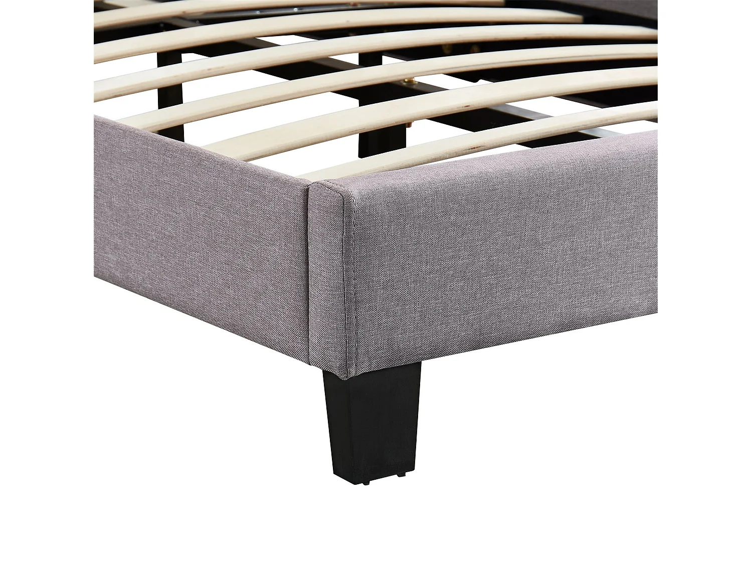 Lit 1 place FLORIDA 90x190 cm avec sommier, lit simple pour enfant ou adulte, hauteur réglable, lit en tissu gris