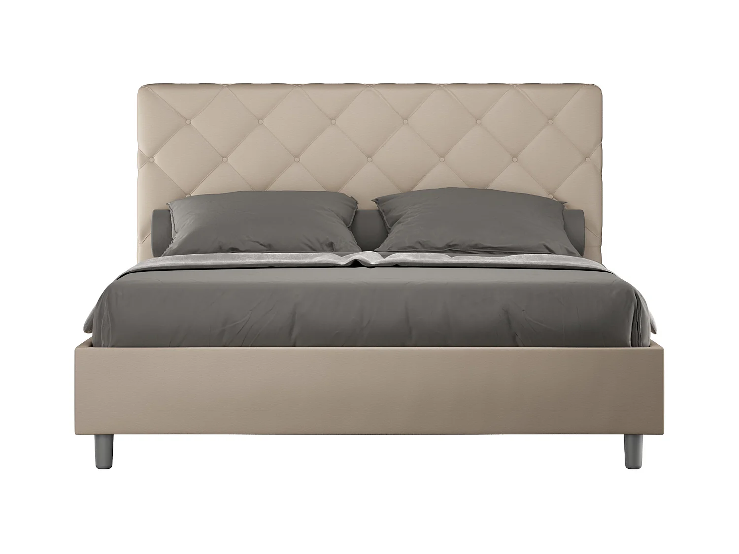 Letto senza rete imbottito 160x200 similpelle tortora Priya