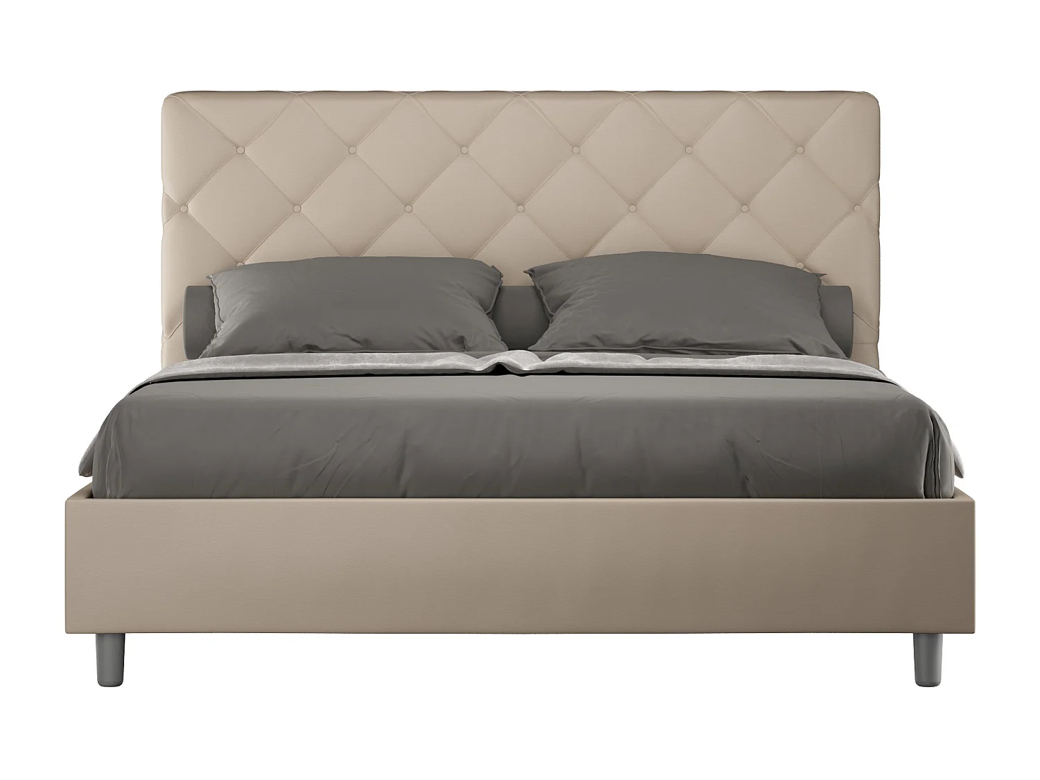 Letto senza rete imbottito 160x200 similpelle tortora Priya